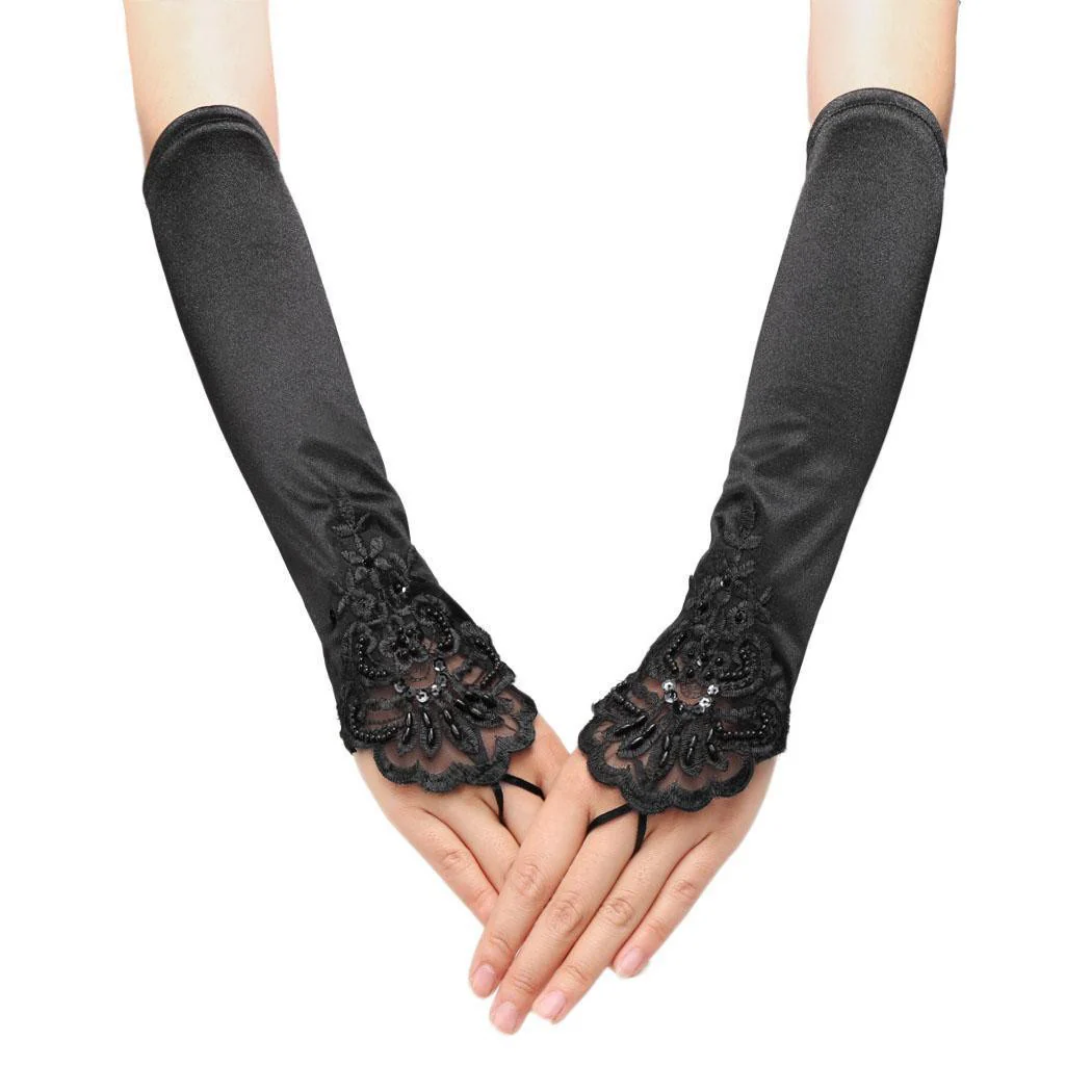 Black 1920s  Fingerless Lace Gloves - Image 3