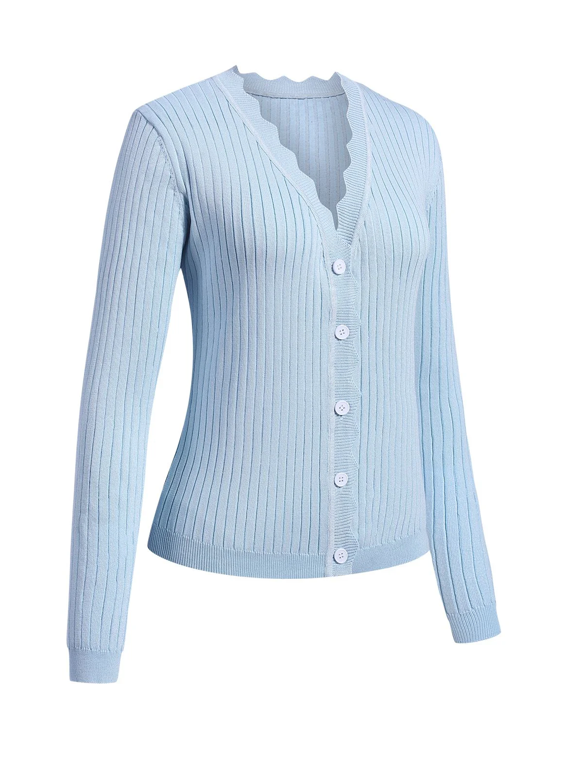 1930s V-Neck Ruffles Long Sleeve Sweater Coat - Image 10