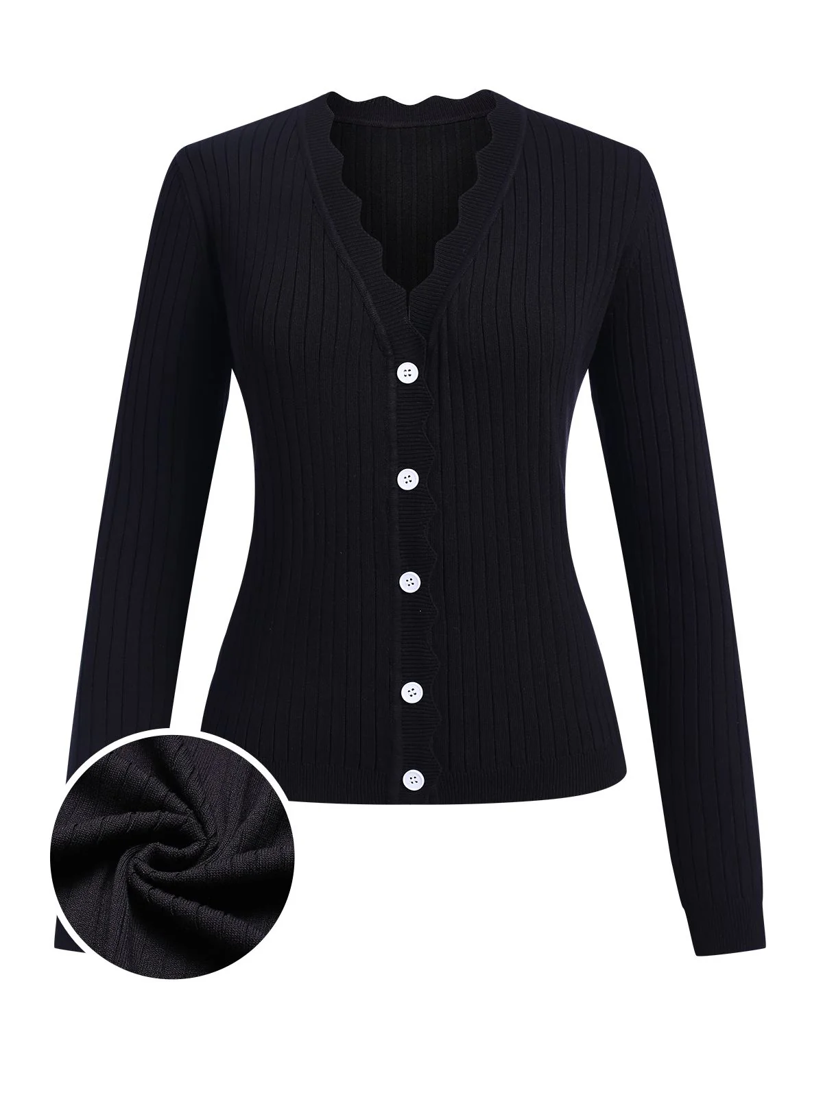 1930s V-Neck Ruffles Long Sleeve Sweater Coat - Image 13