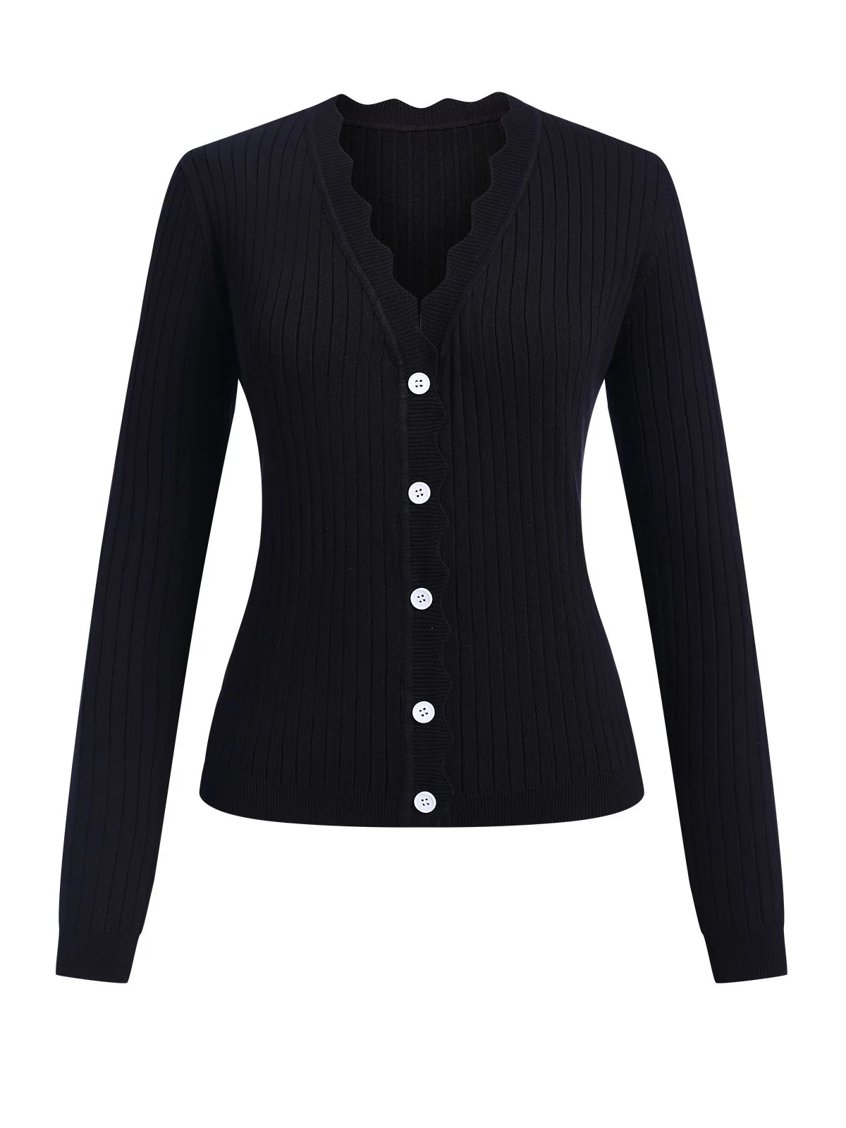 1930s V-Neck Ruffles Long Sleeve Sweater Coat - Image 14