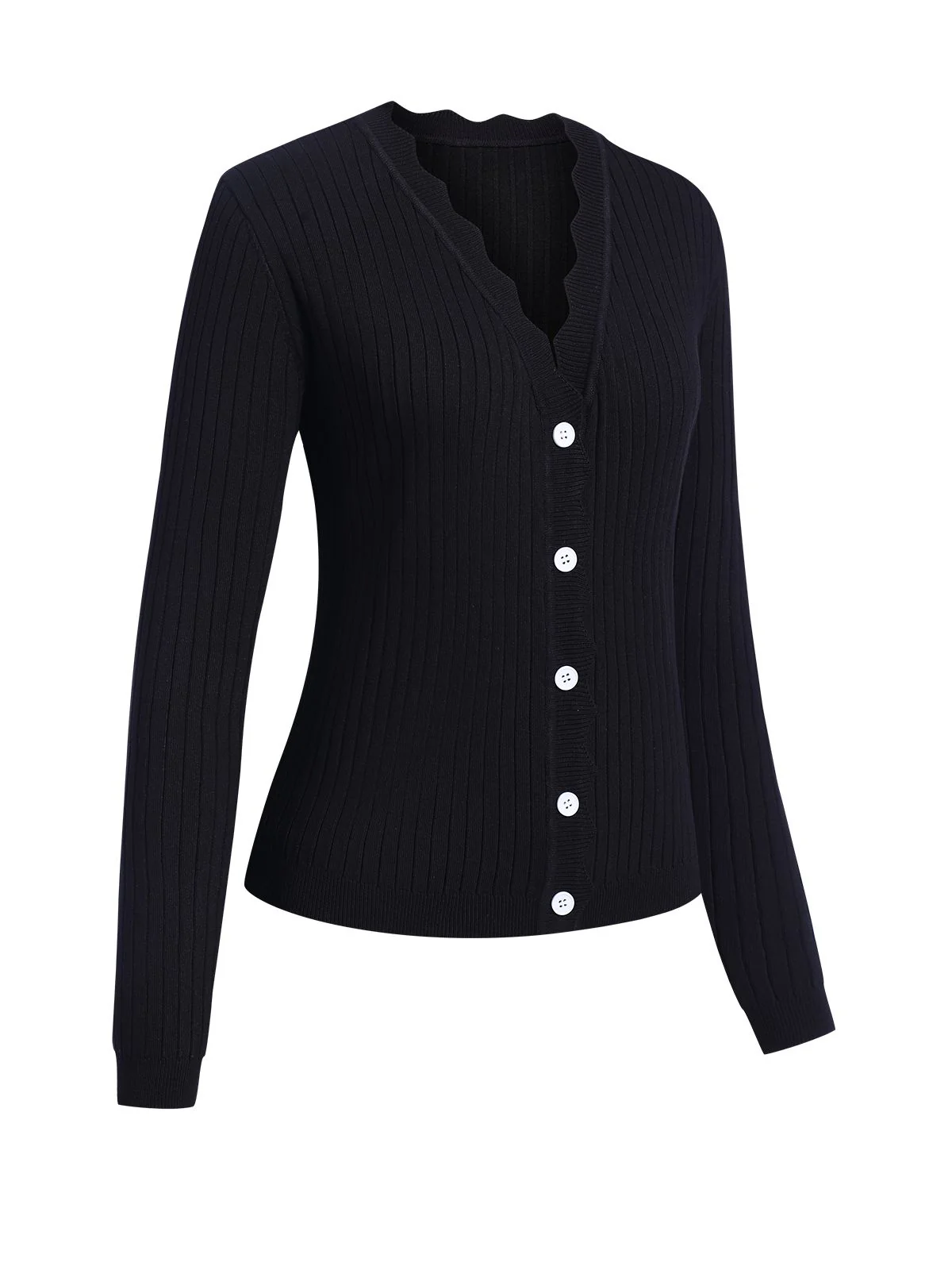 1930s V-Neck Ruffles Long Sleeve Sweater Coat - Image 16