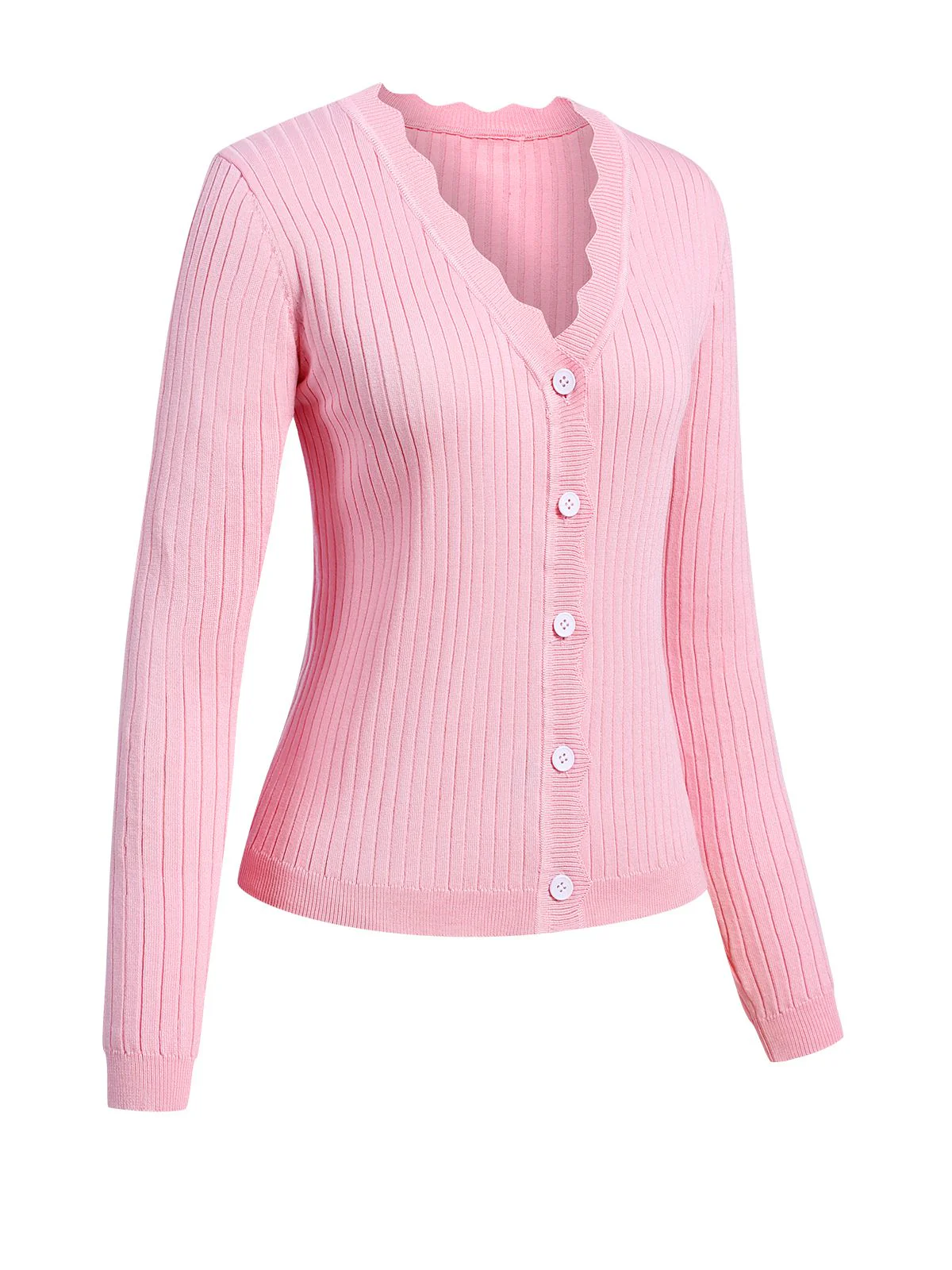1930s V-Neck Ruffles Long Sleeve Sweater Coat - Image 3