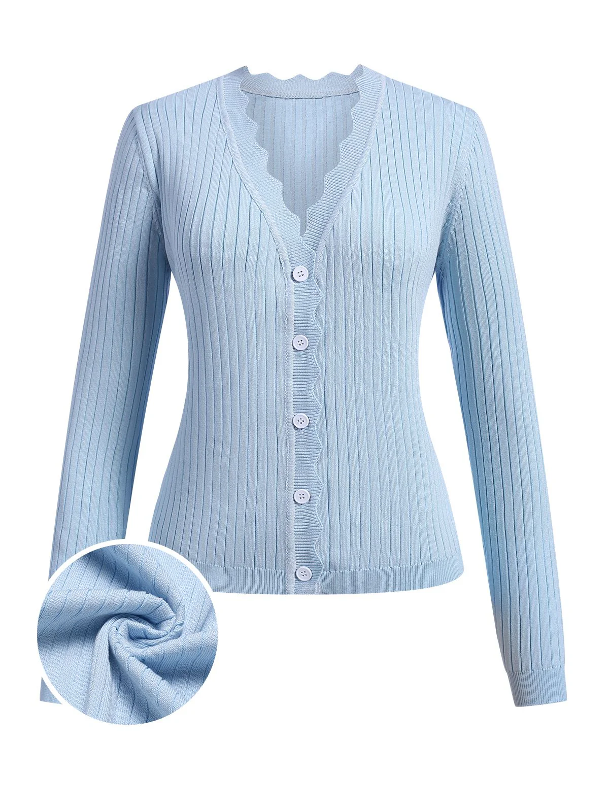 1930s V-Neck Ruffles Long Sleeve Sweater Coat - Image 7