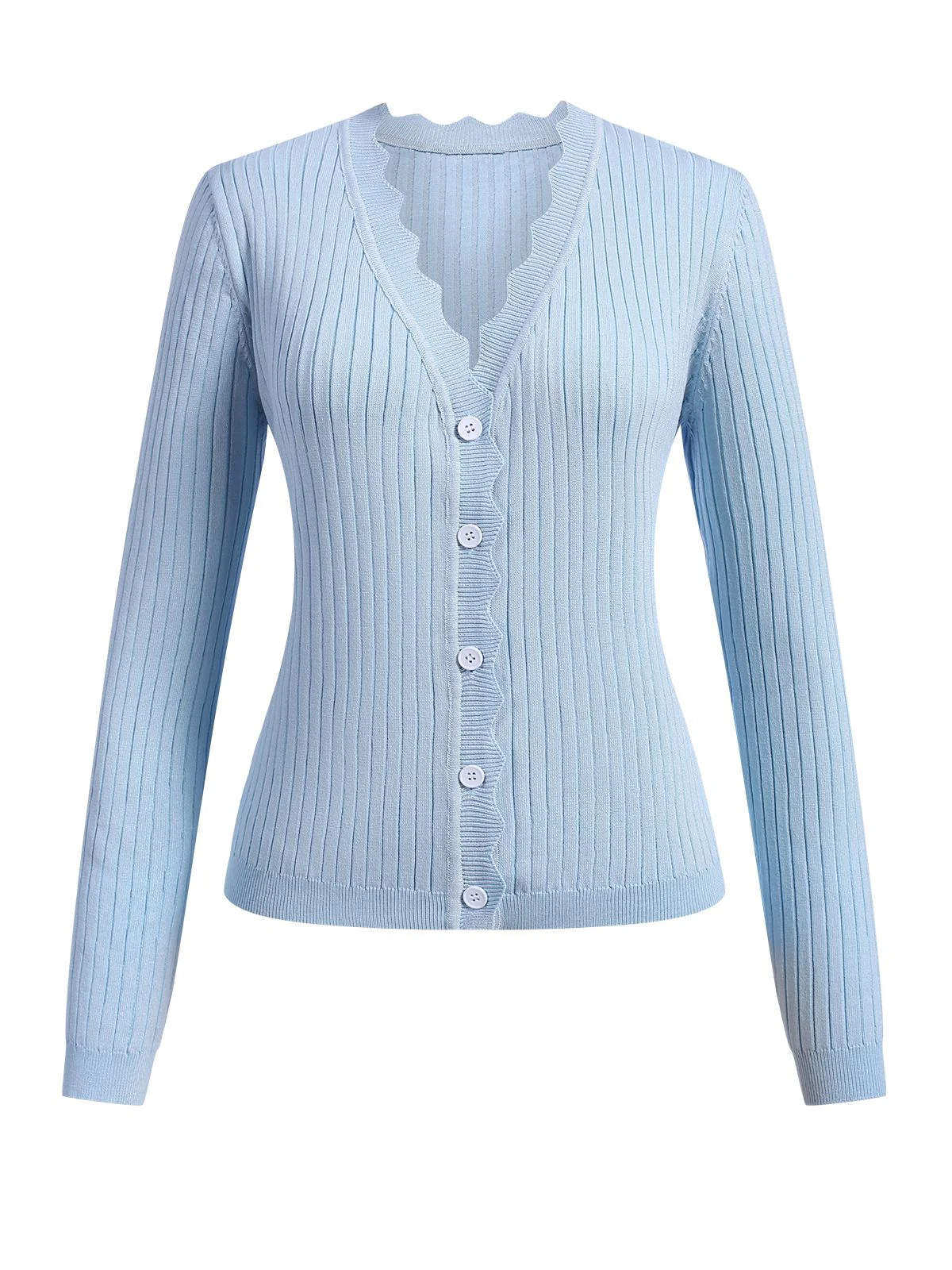 1930s V-Neck Ruffles Long Sleeve Sweater Coat - Image 8