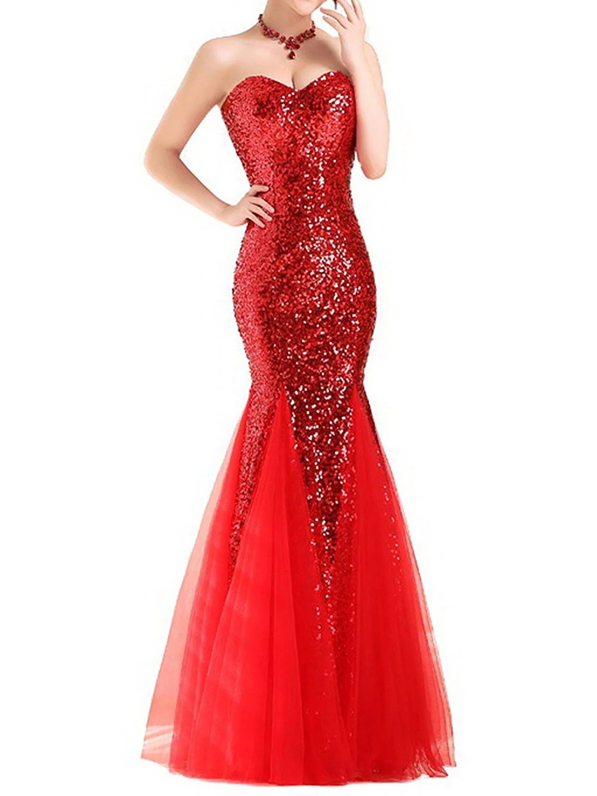 1930s Vintage Sequin Strapless Dress - Image 4