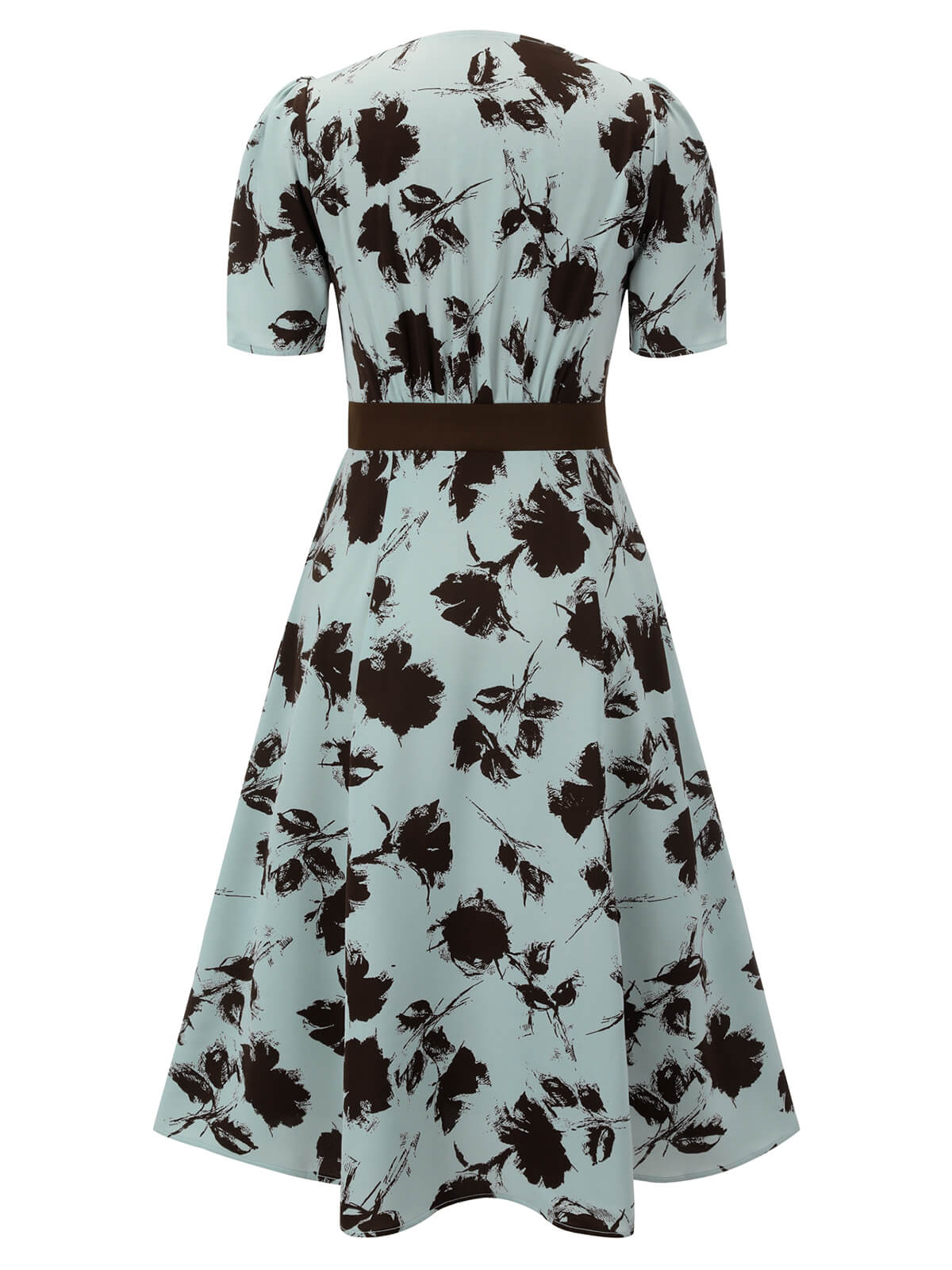 1940s Blue Floral Dress With Bow Belt - Image 4