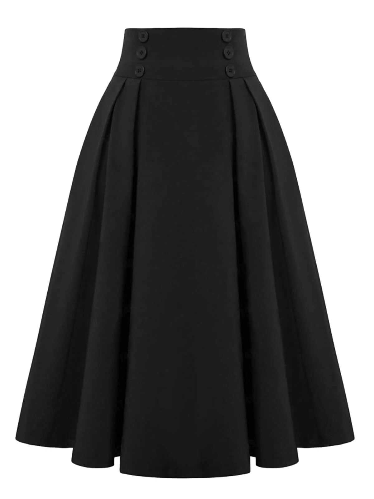 1940s Solid High-Waist Pleated Skirt - Image 4