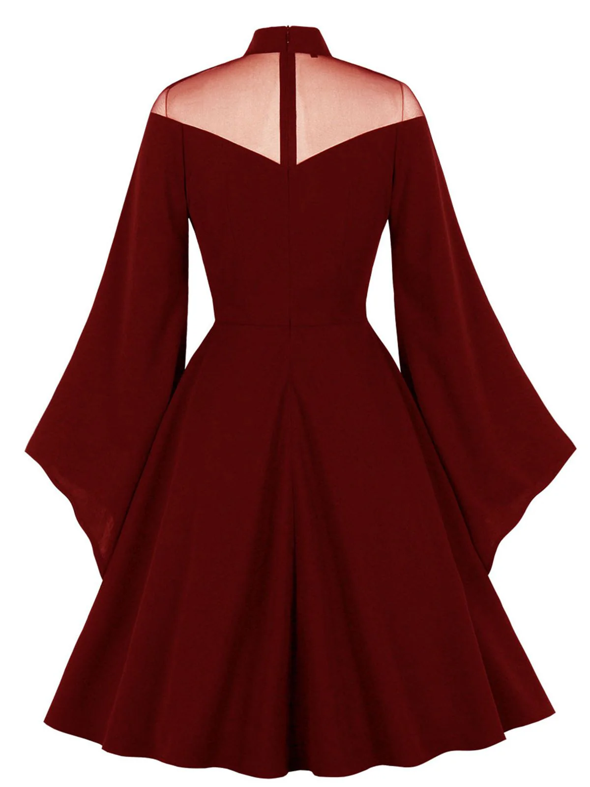 1950s Angel Sleeve Solid Swing Dress - Image 4