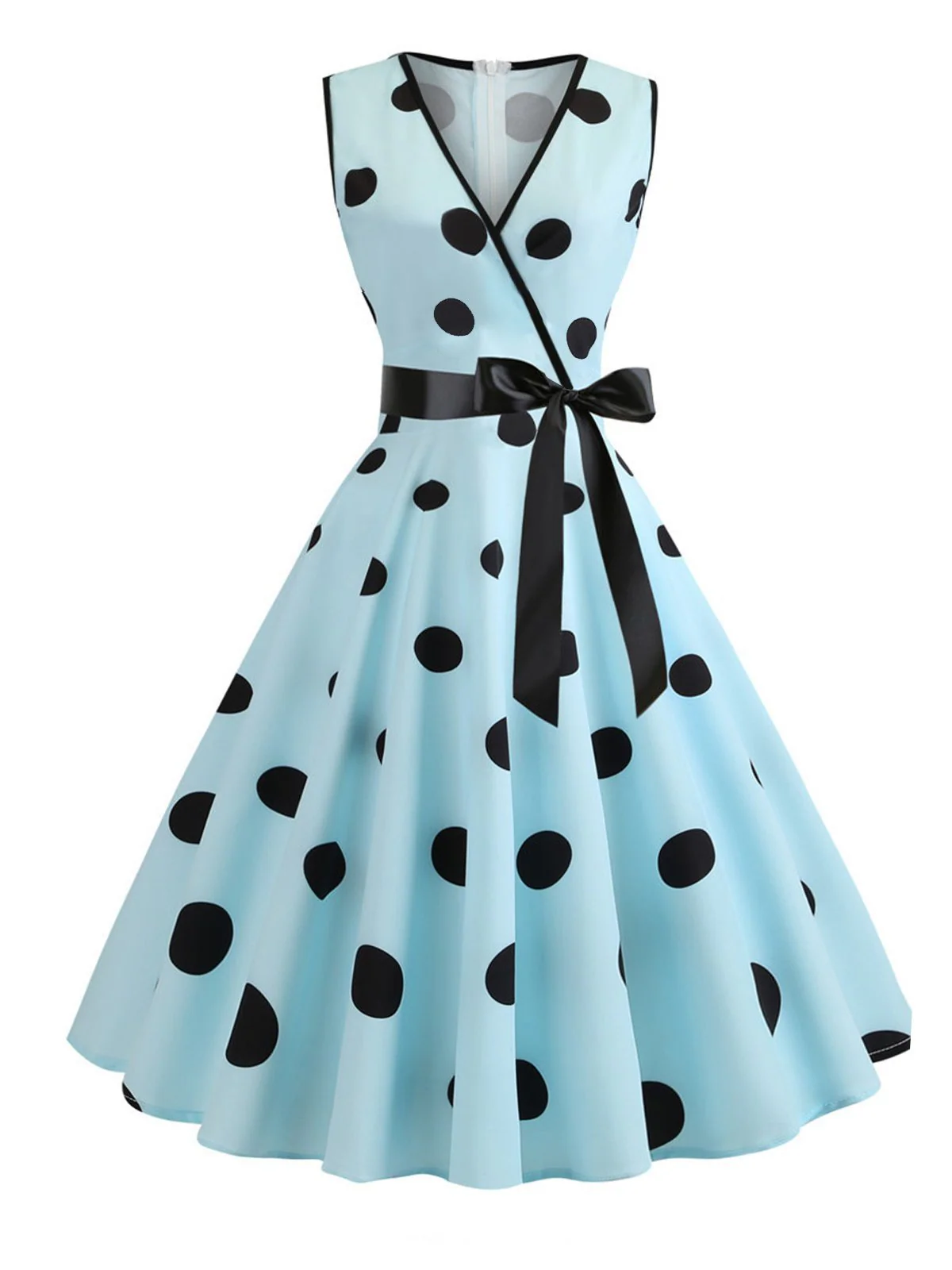 1950s Bow Polka Dot Swing Dress - Image 5