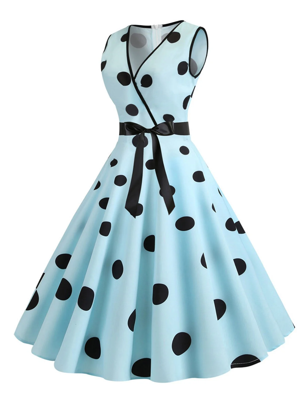 1950s Bow Polka Dot Swing Dress - Image 6