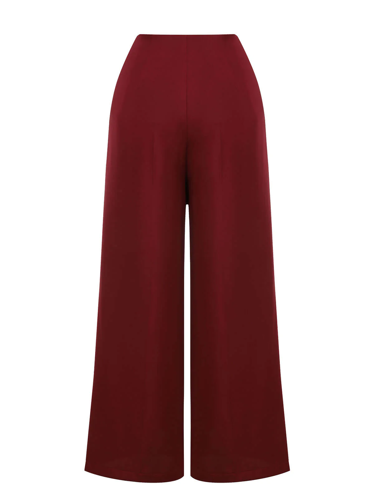 Red 1950s Burgundy Button Wide leg Pants - Image 4