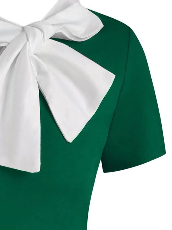 1950s Bowknot Collar Swing Dress - Image 3