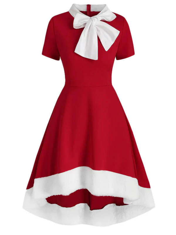 1950s Bowknot Collar Swing Dress - Image 5