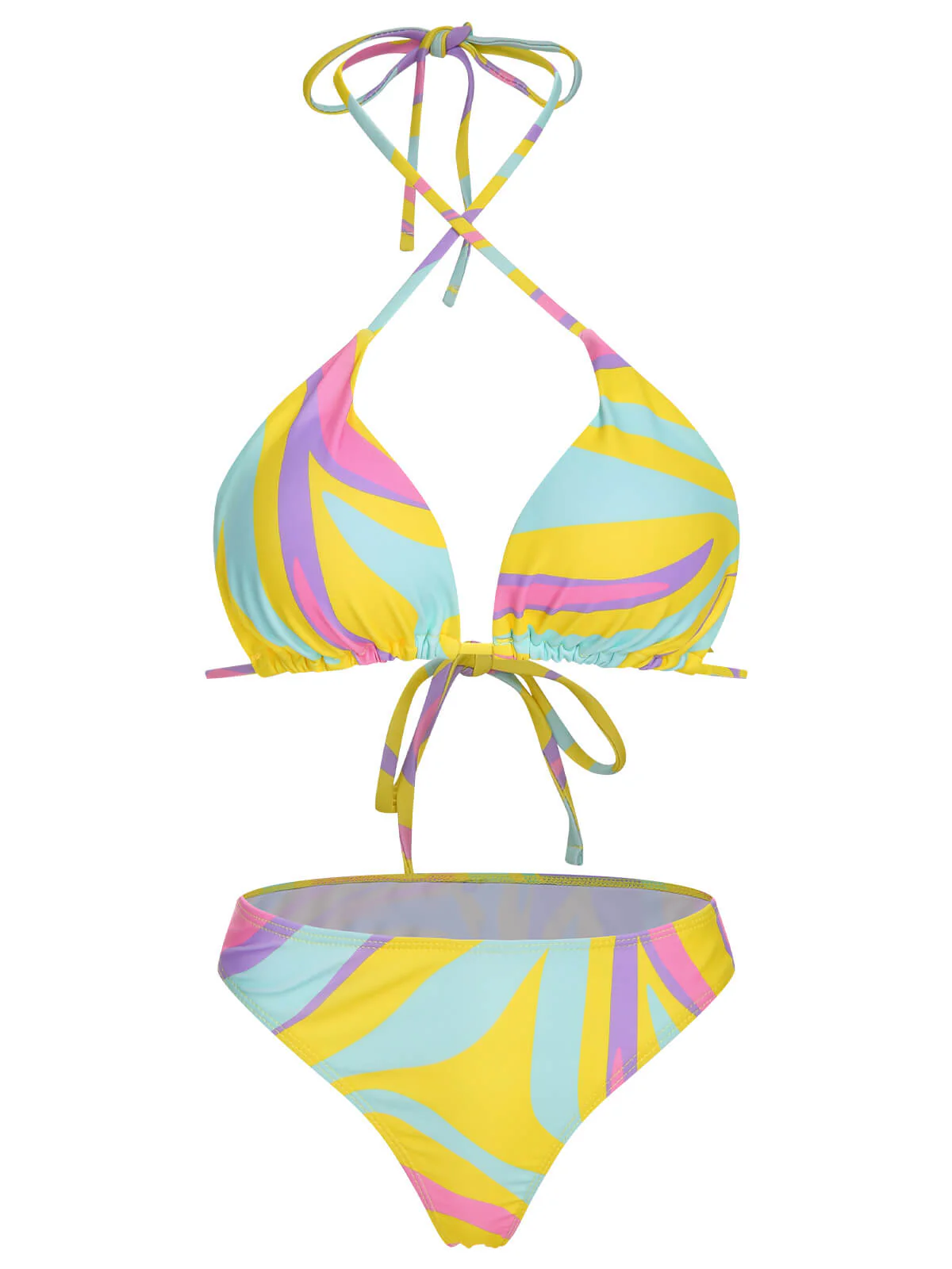 1970s Colorful Halter Bikini Set & Cover-Up - Image 5