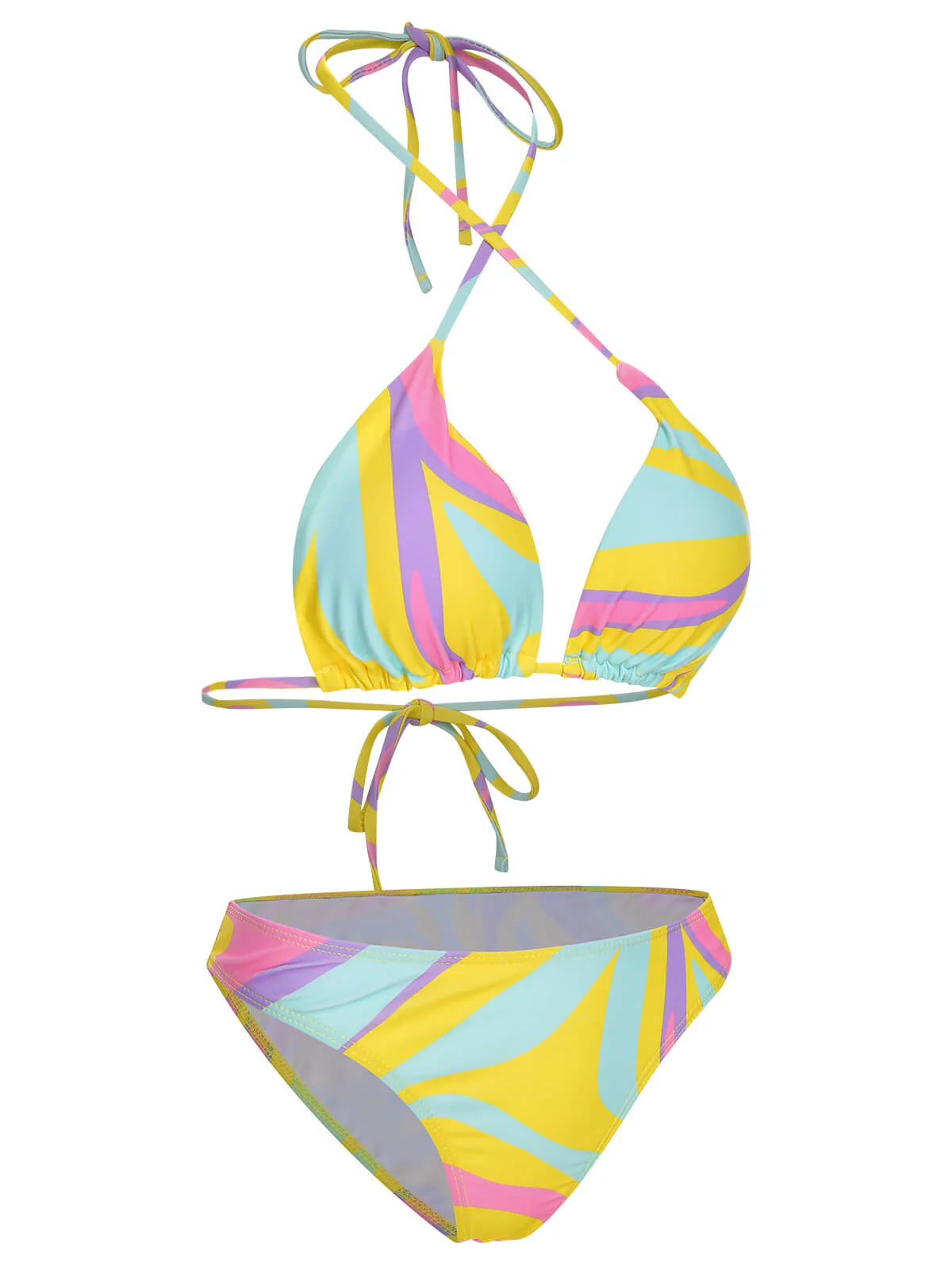 1970s Colorful Halter Bikini Set & Cover-Up - Image 6