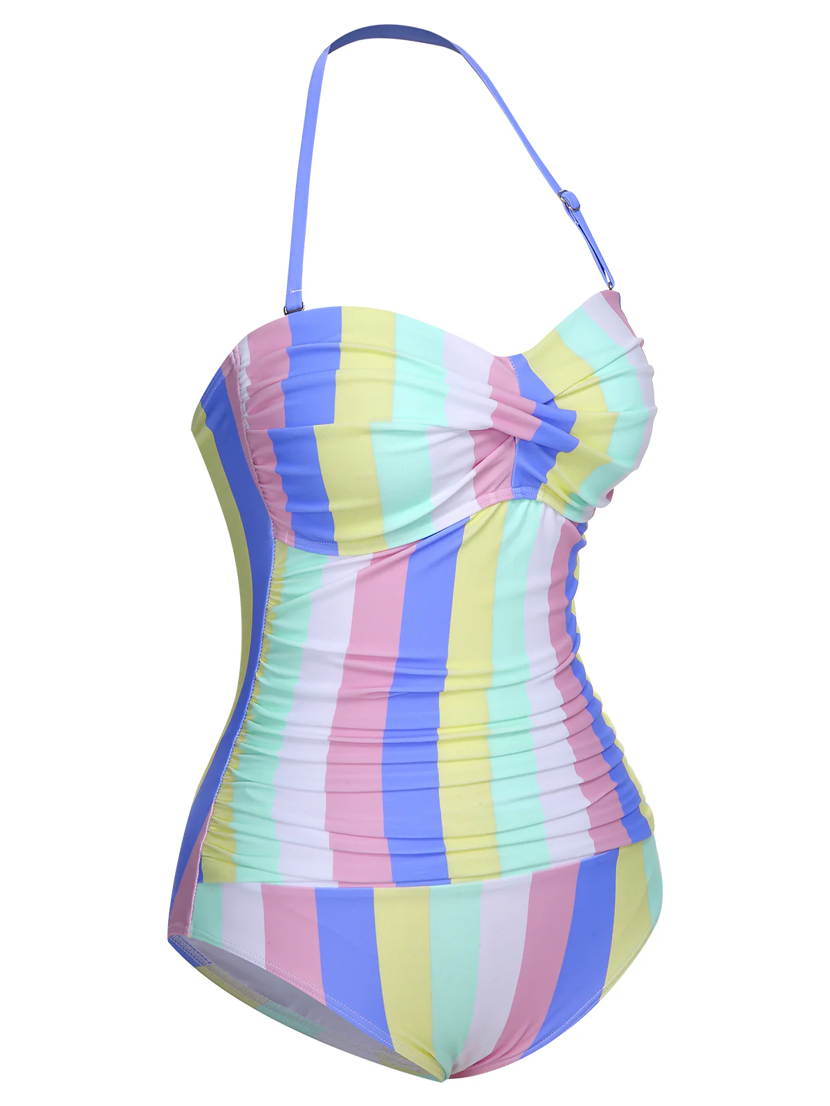 1950s Colorful Striped One-Piece Swimsuit - Image 3
