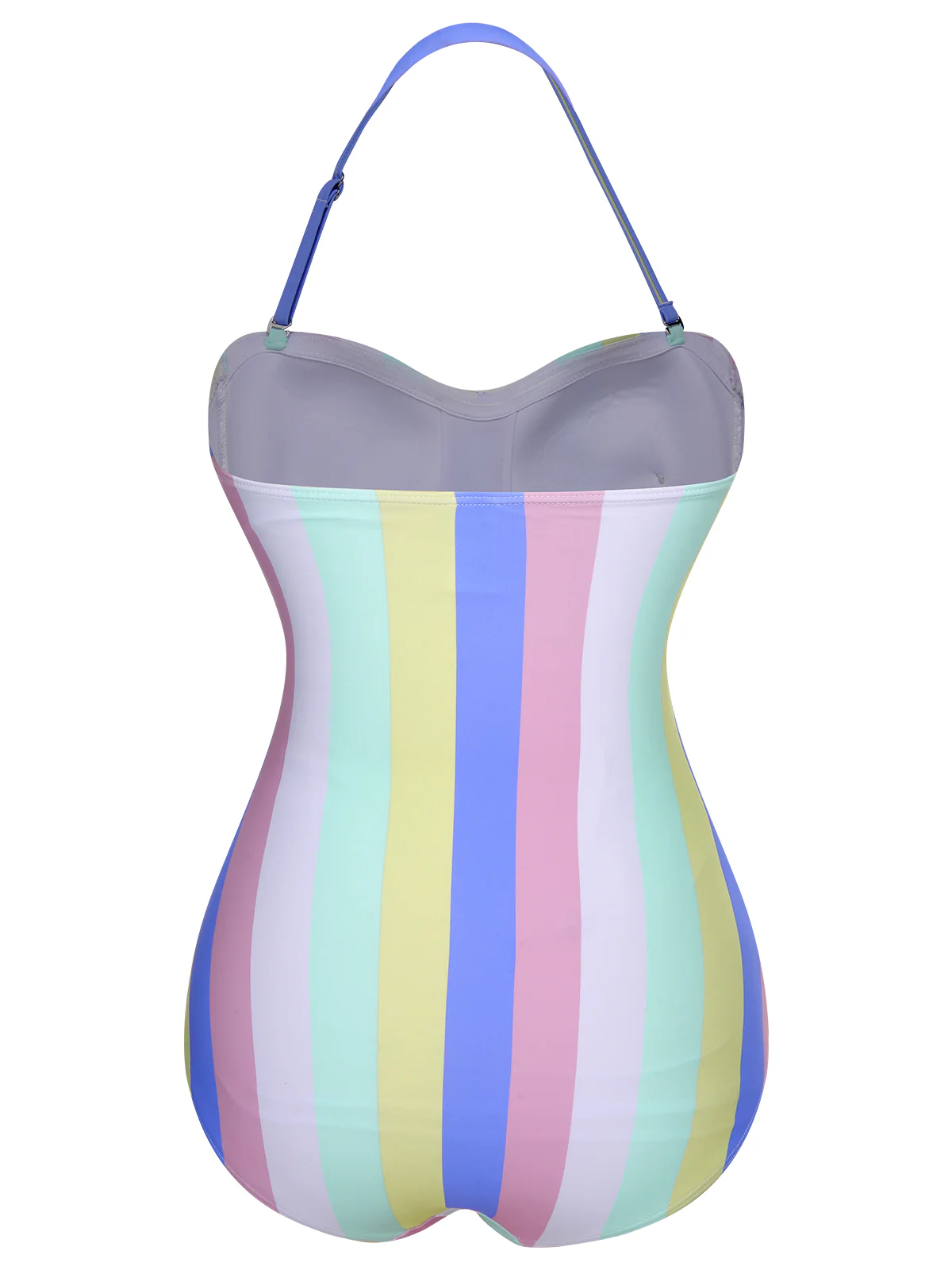 1950s Colorful Striped One-Piece Swimsuit - Image 4