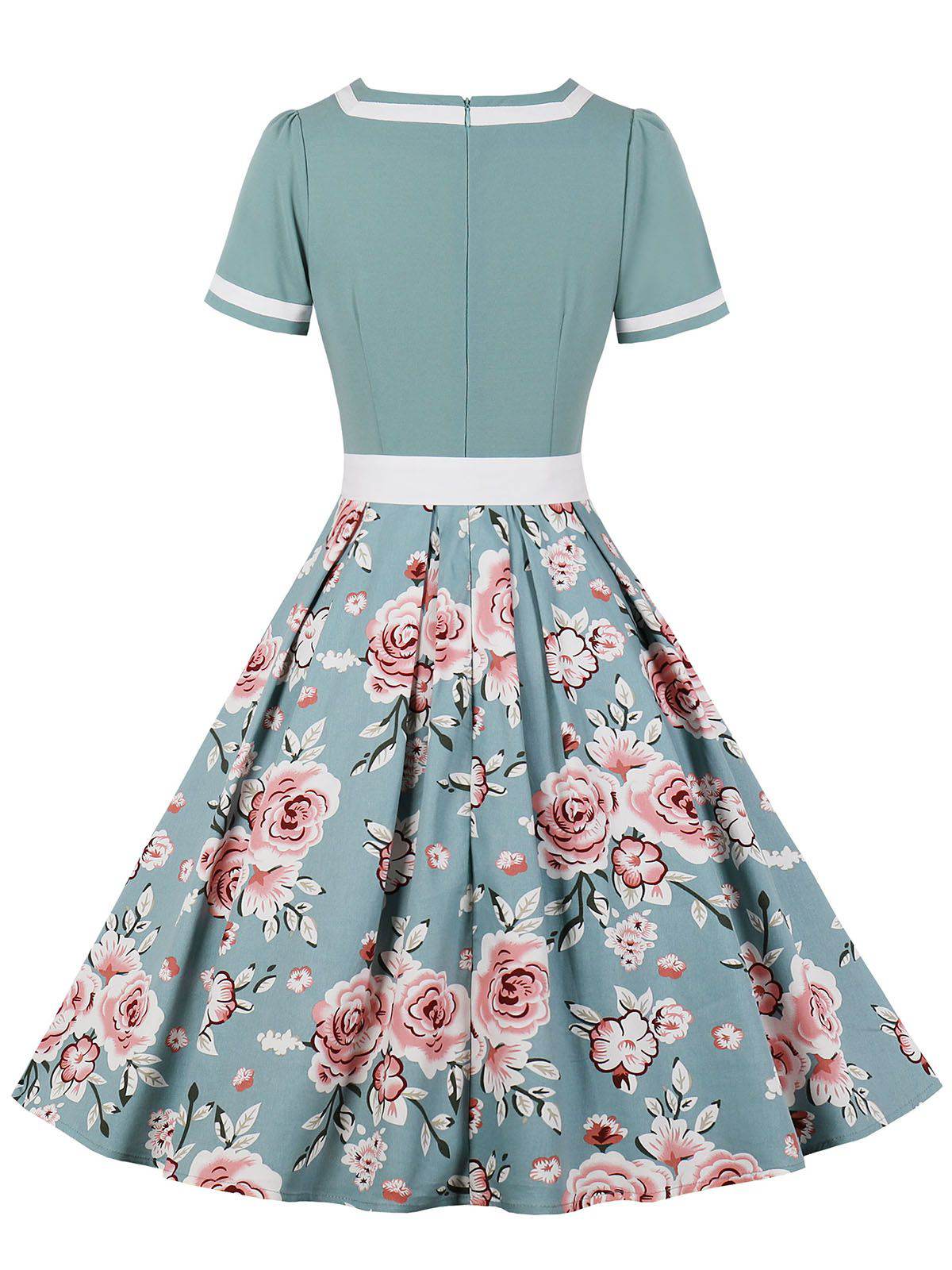 1950s Floral Patchwork Swing Dress - Image 14