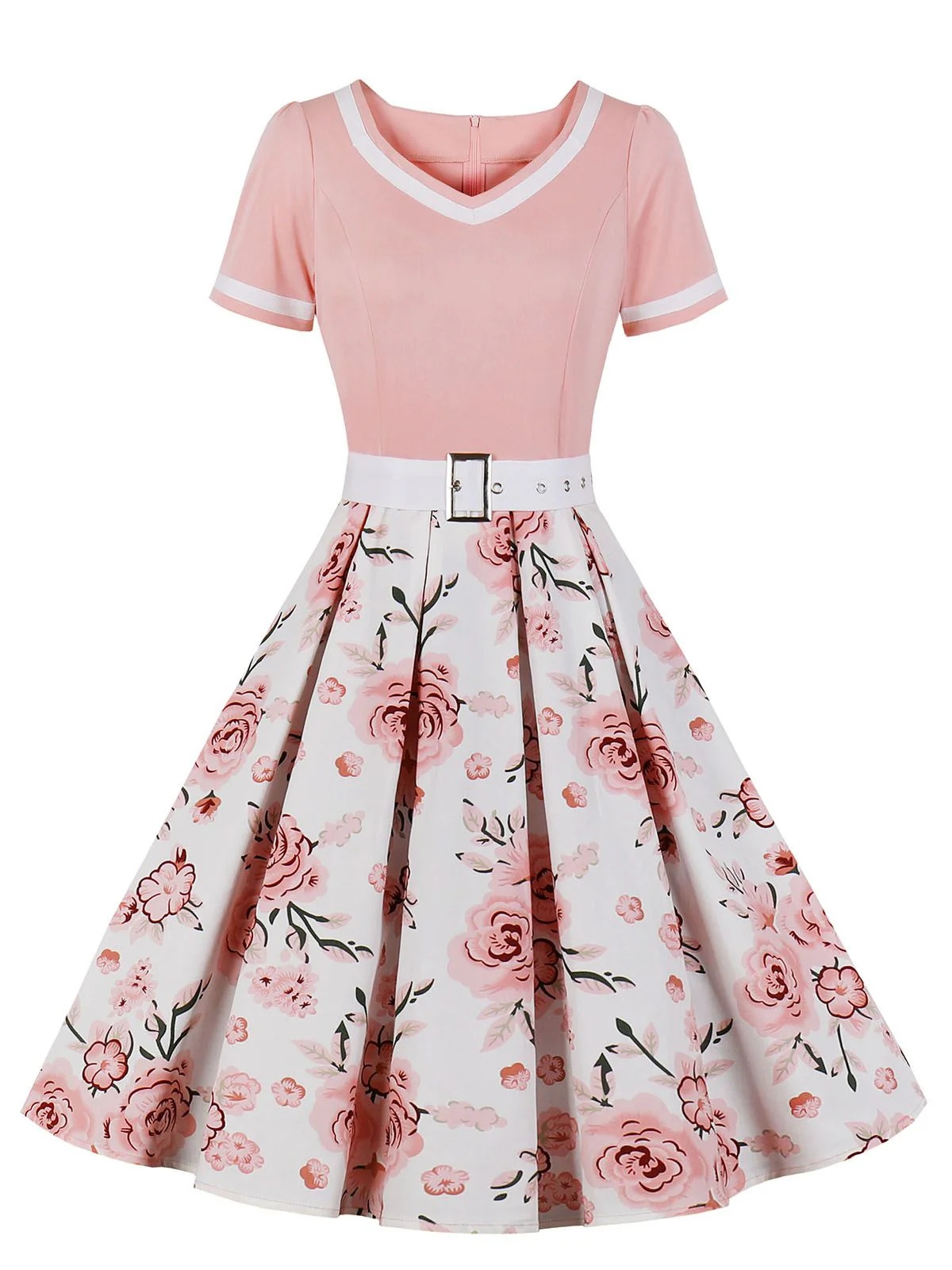 1950s Floral Patchwork Swing Dress - Image 13