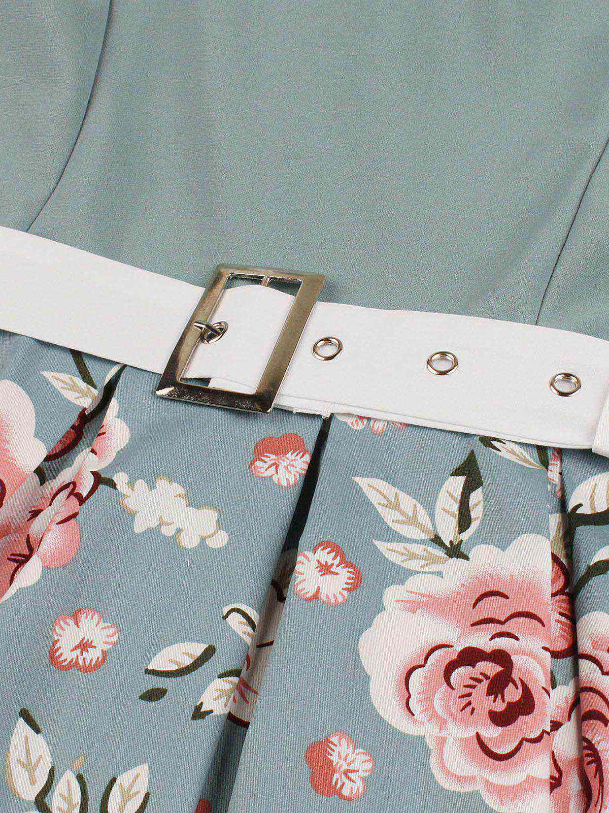 1950s Floral Patchwork Swing Dress - Image 4