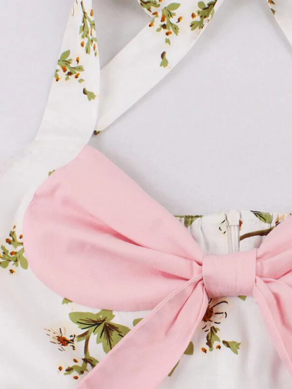 1950s Halter Floral Swing Dress - Image 3