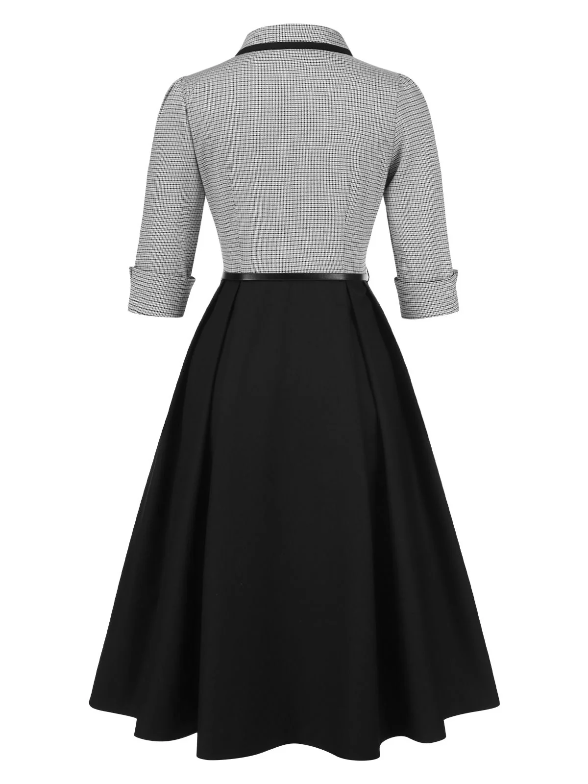 1950s Houndstooth Detachable Bow Collar Dress - Image 4