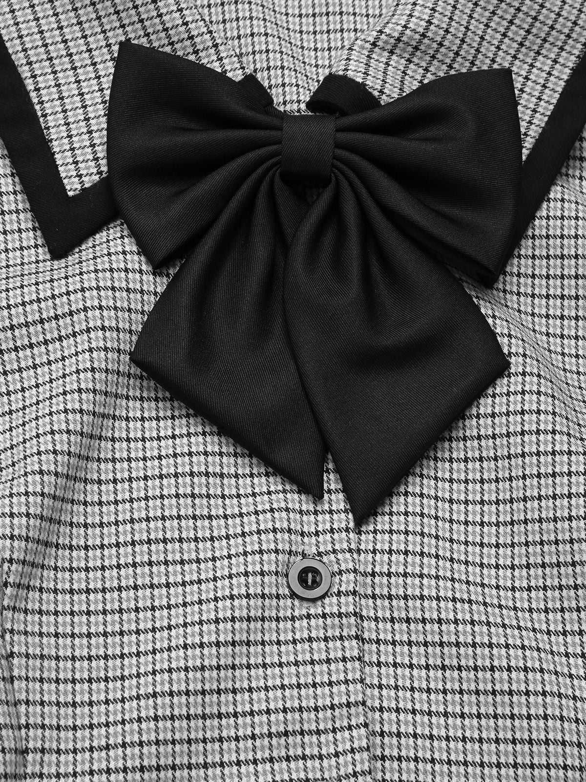 1950s Houndstooth Detachable Bow Collar Dress - Image 5