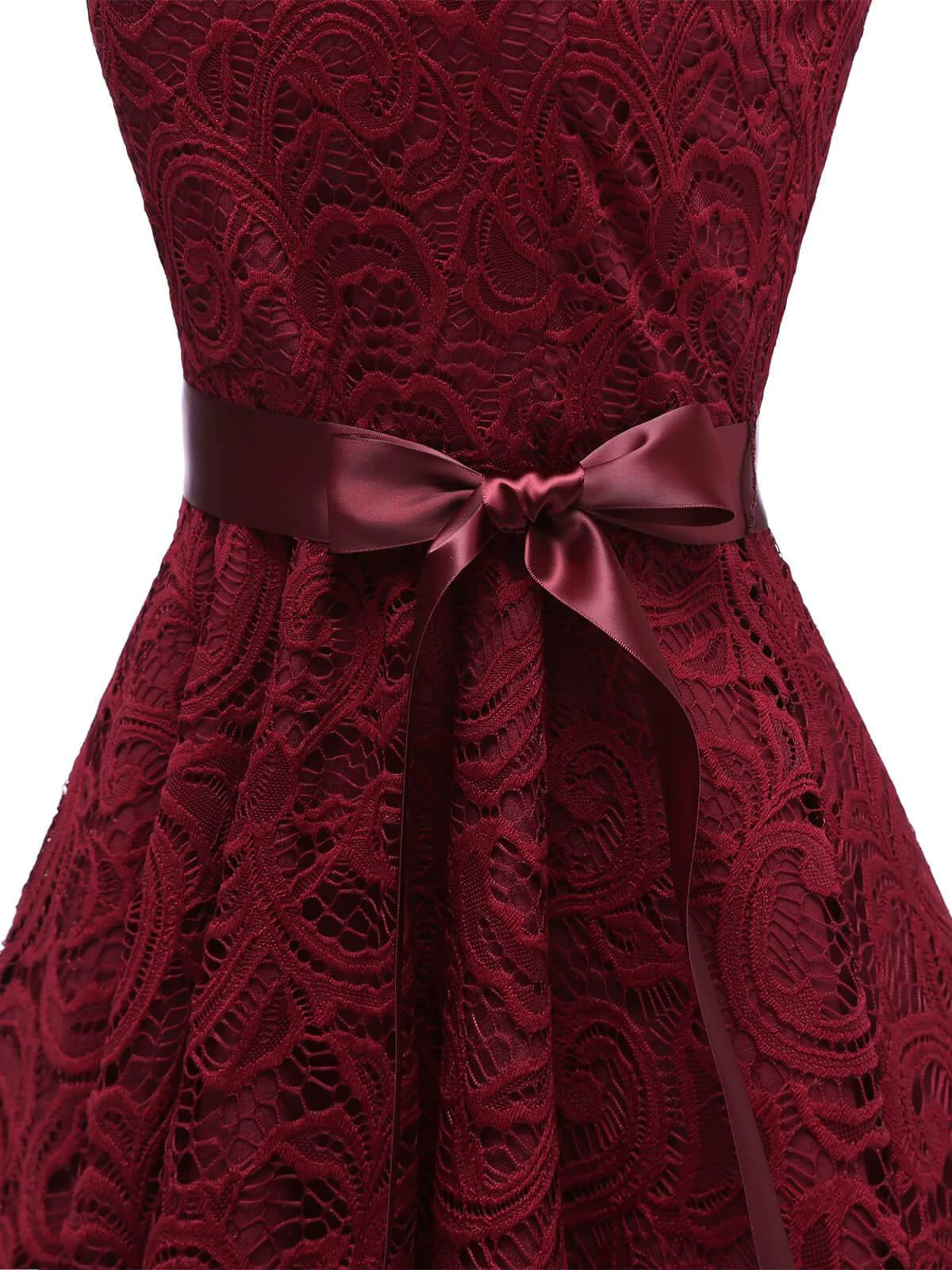 1950s Lace V Neck Bow Dress - Image 5
