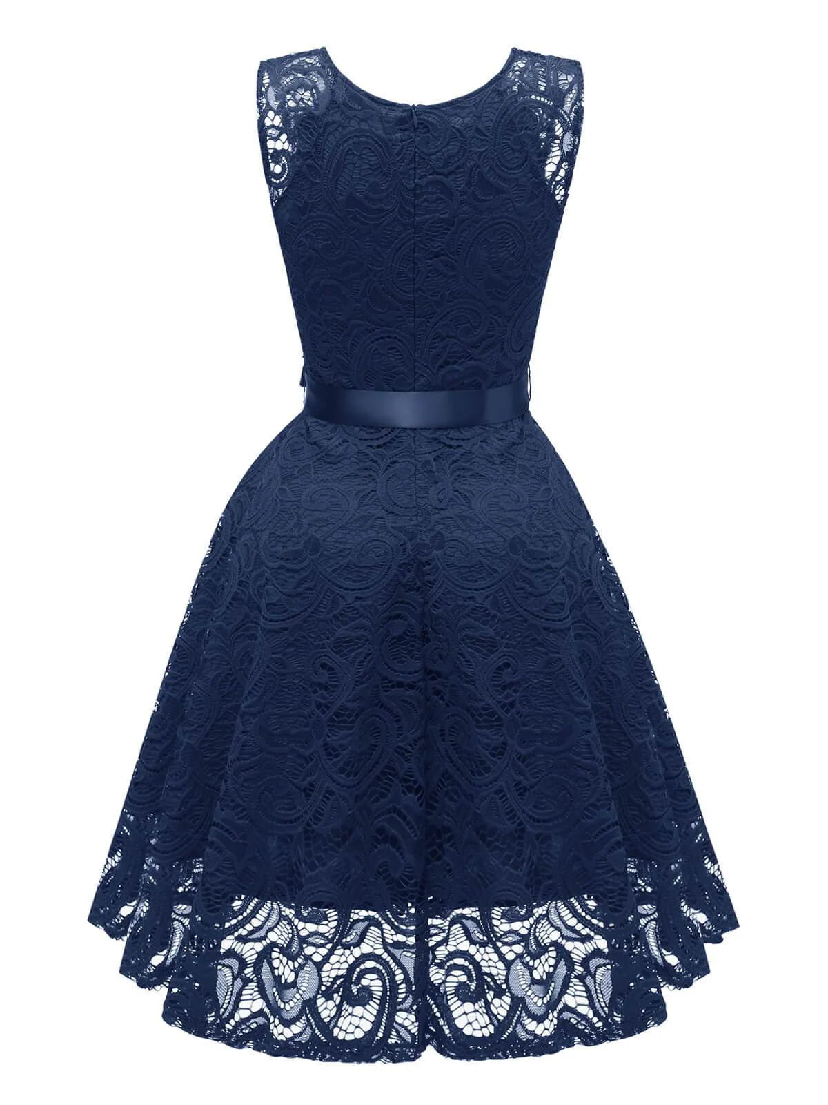 1950s Lace V Neck Bow Dress - Image 8