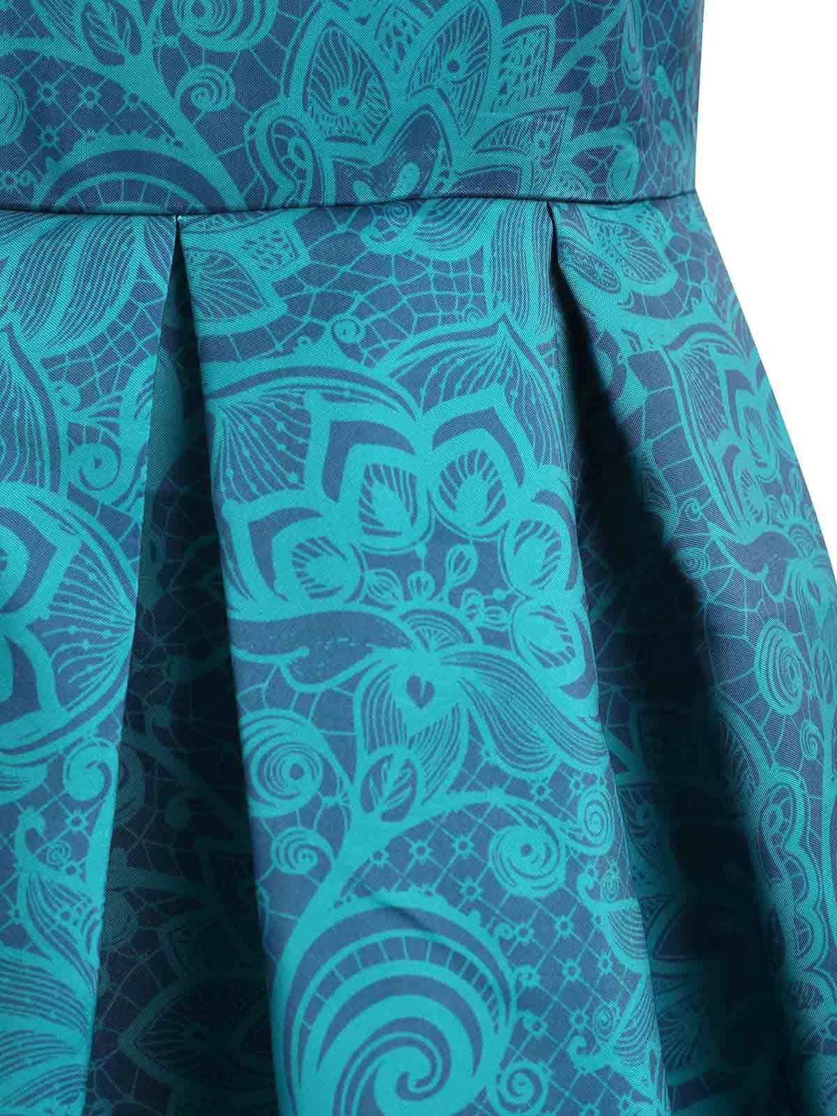 Blue 1950s Floral Sweetheart Swing Dress - Image 4