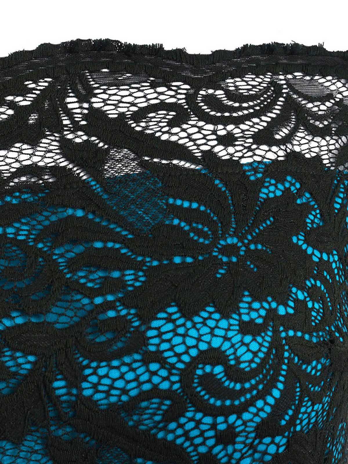 1950s Off Shoulder Lace Swing Dress - Image 7