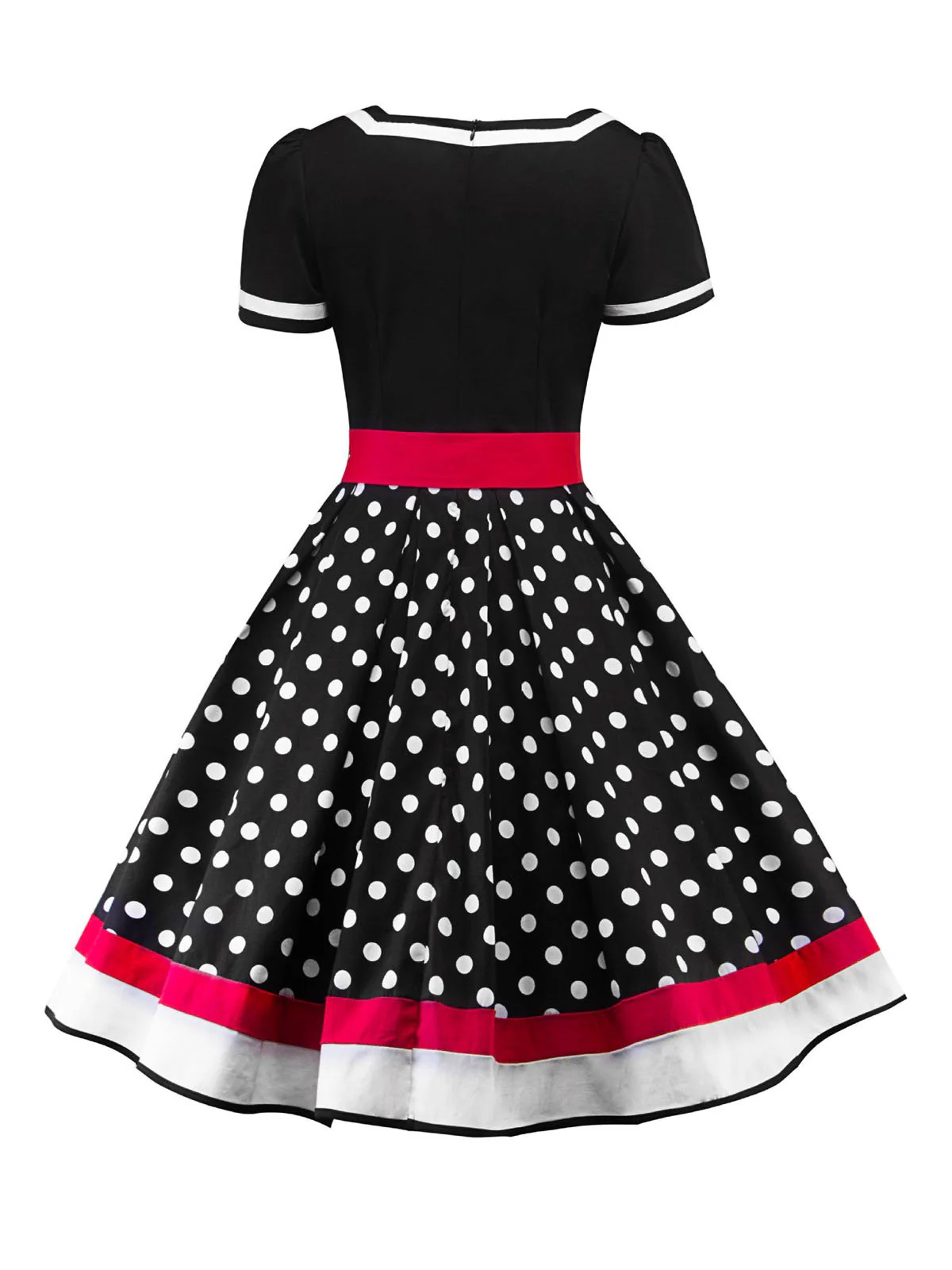 1950s Polka Dot Belted Patchwork Dress - Image 3