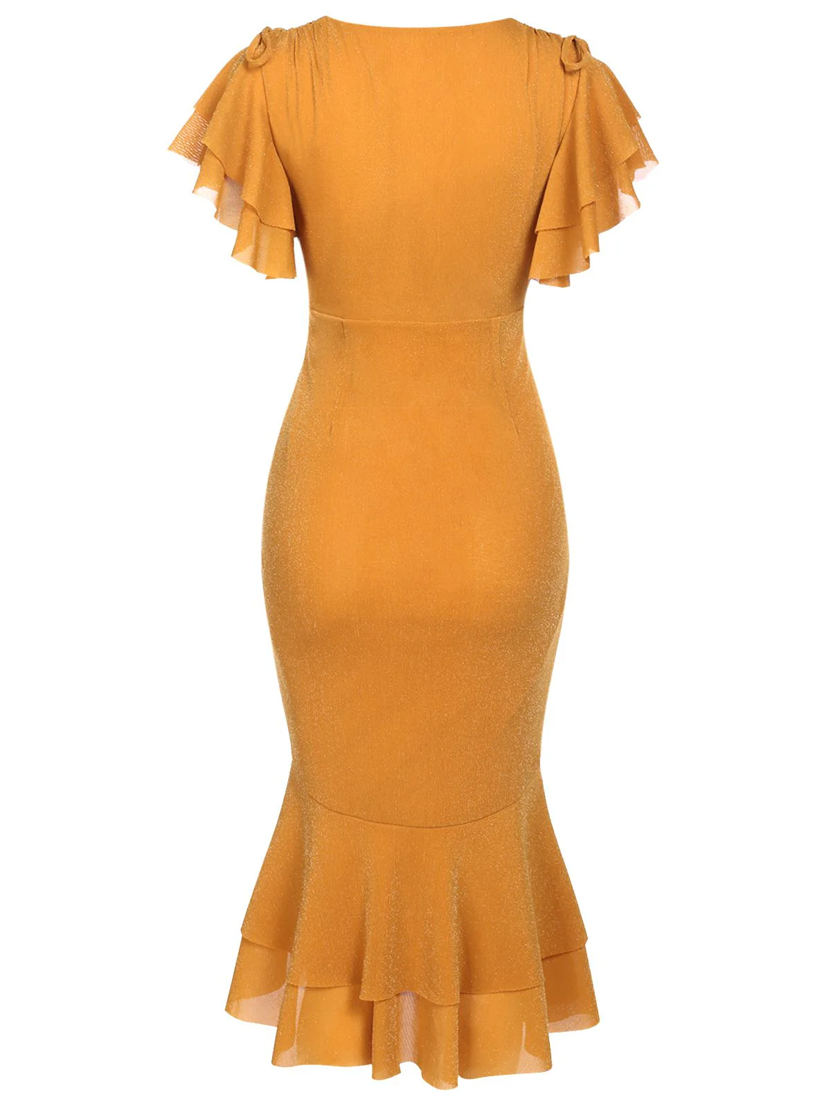 1930s Ruffle Lace-up Fishtail Dress - Image 10