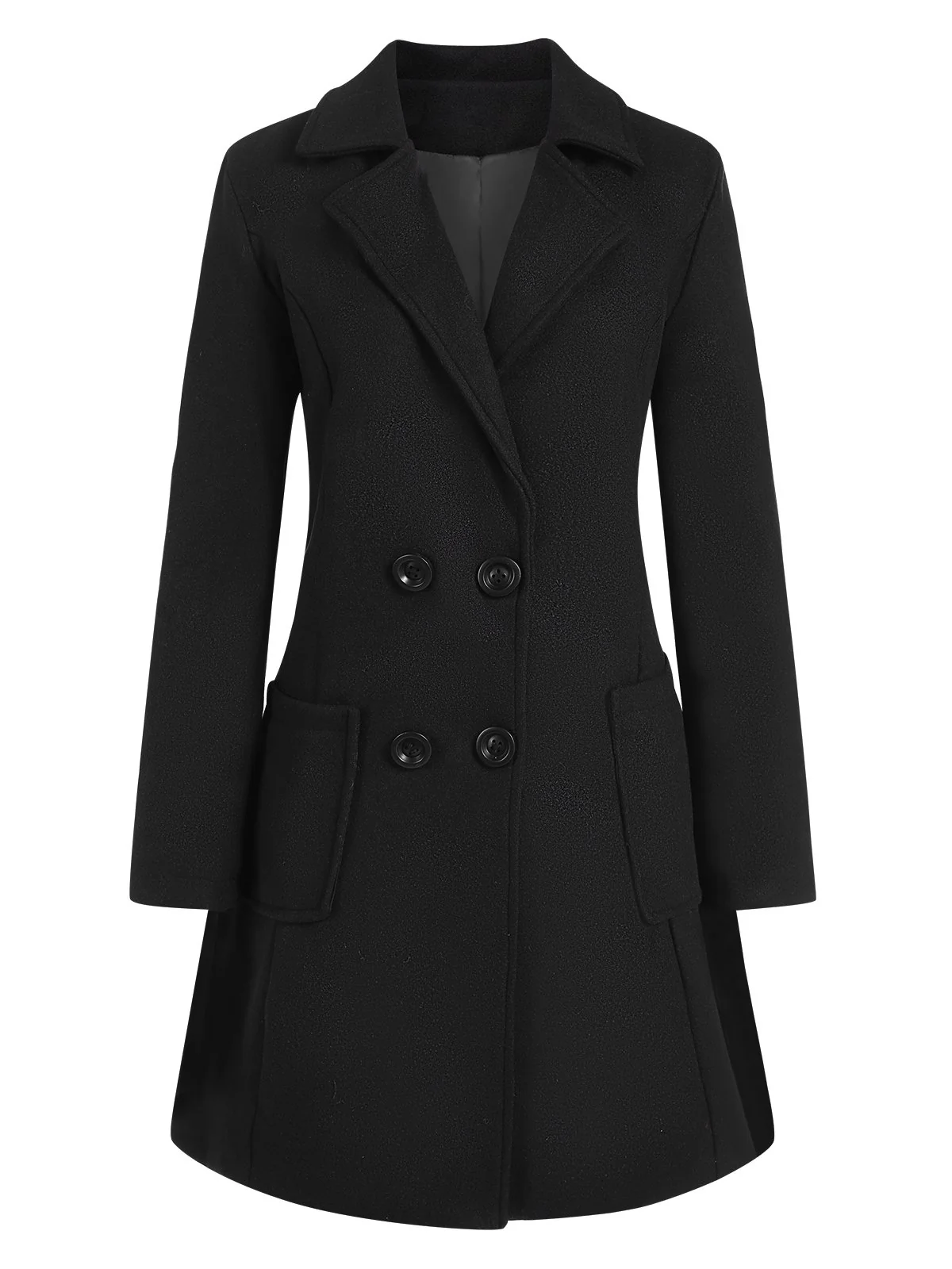 1950s Solid Double Breasted Lapel Skater Coat - Image 5