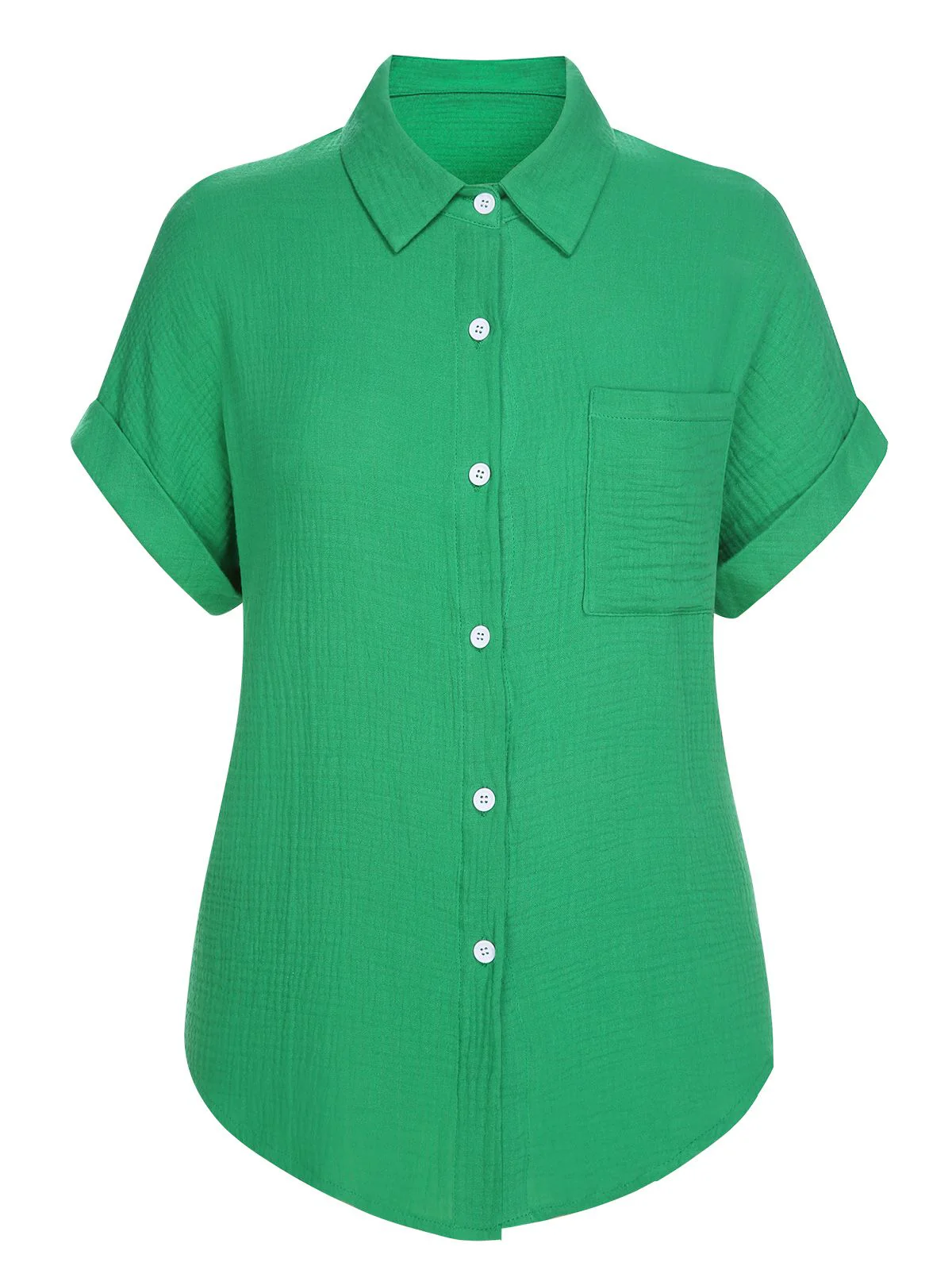 1950s Solid Lapel Button-Down Blouse - Image 6