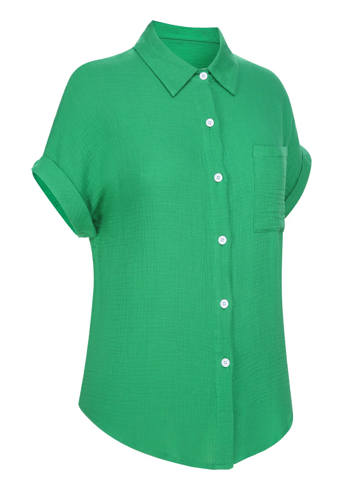 1950s Solid Lapel Button-Down Blouse - Image 7