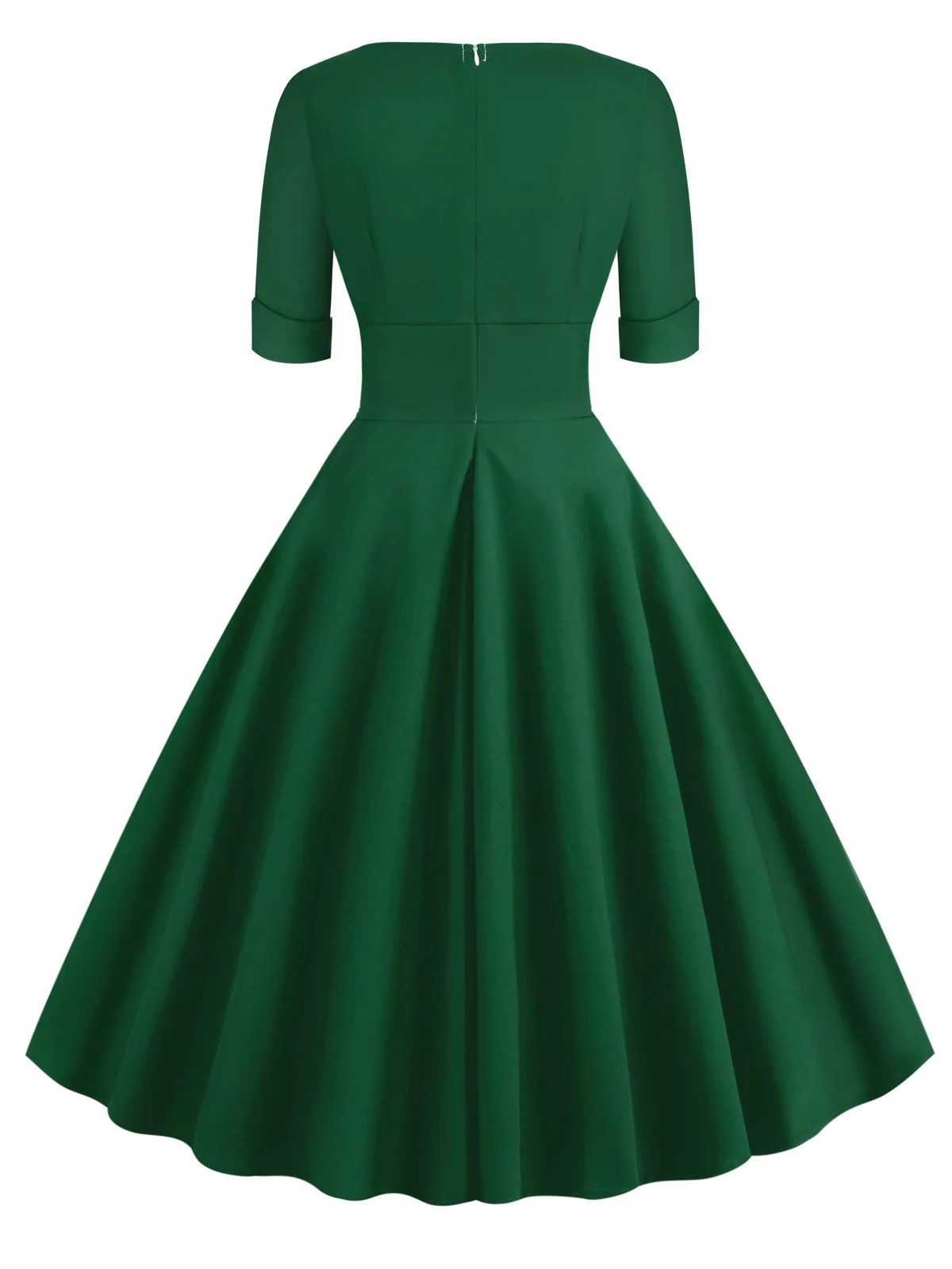 1950s Solid Sweetheart Fold Swing Dress - Image 15