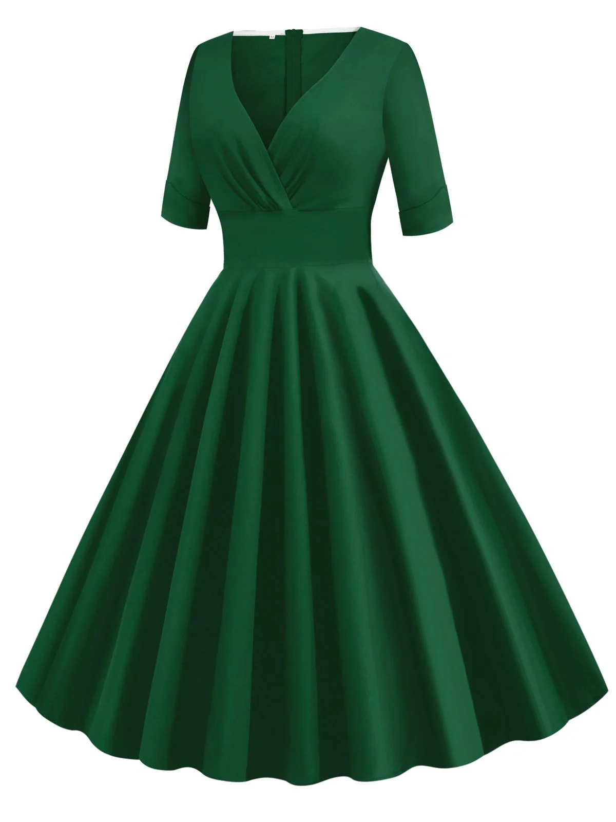 1950s Solid Sweetheart Fold Swing Dress - Image 8