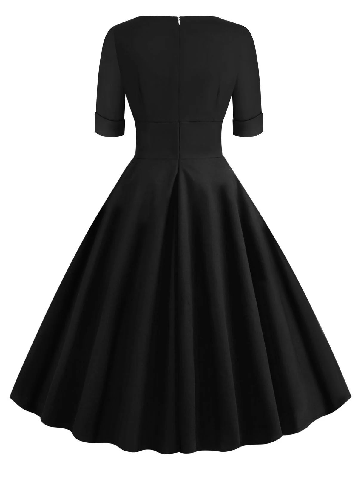 1950s Solid Sweetheart Fold Swing Dress - Image 9