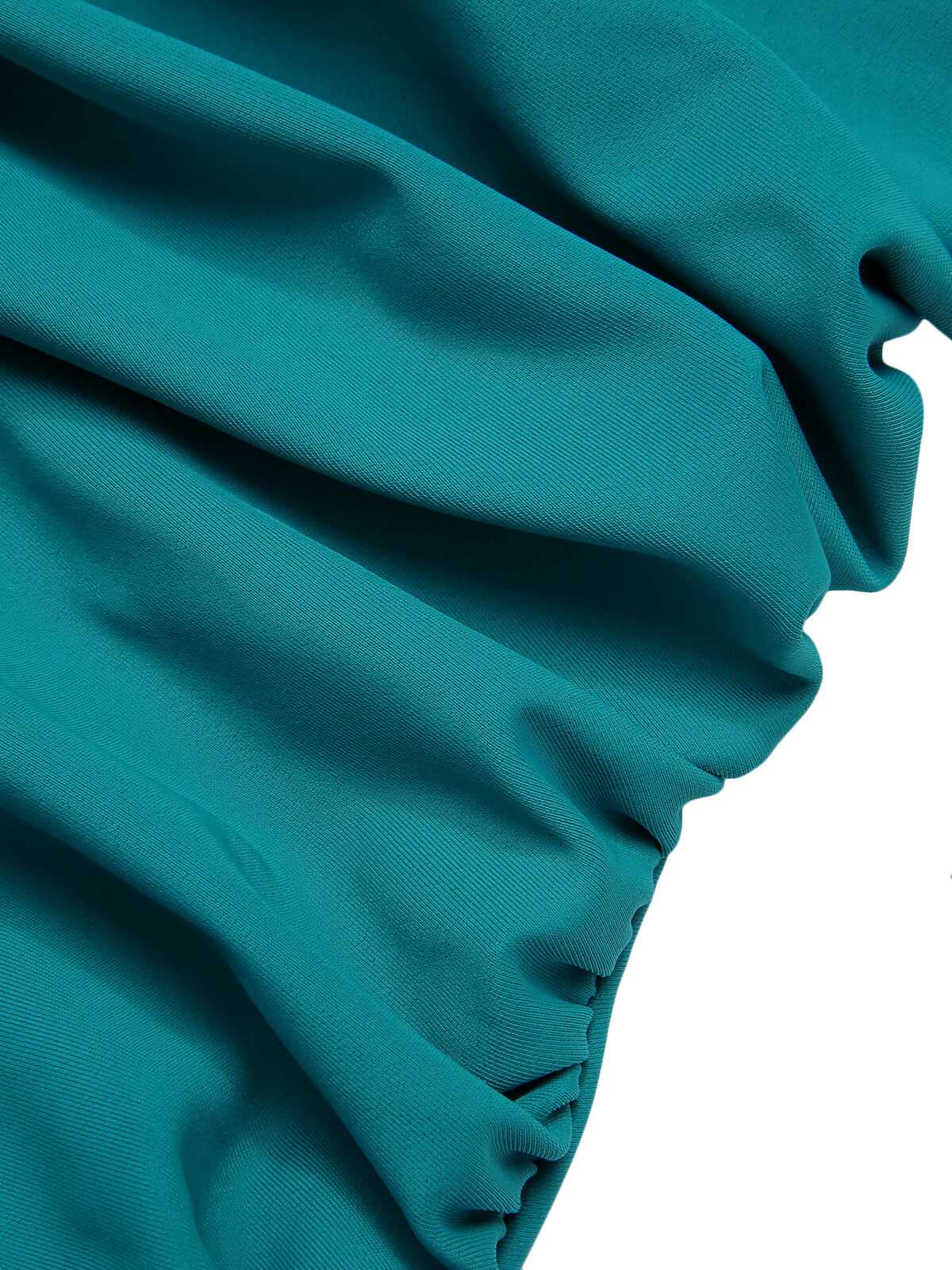 1950s Solid V-Neck One-Piece Swimsuit - Image 13