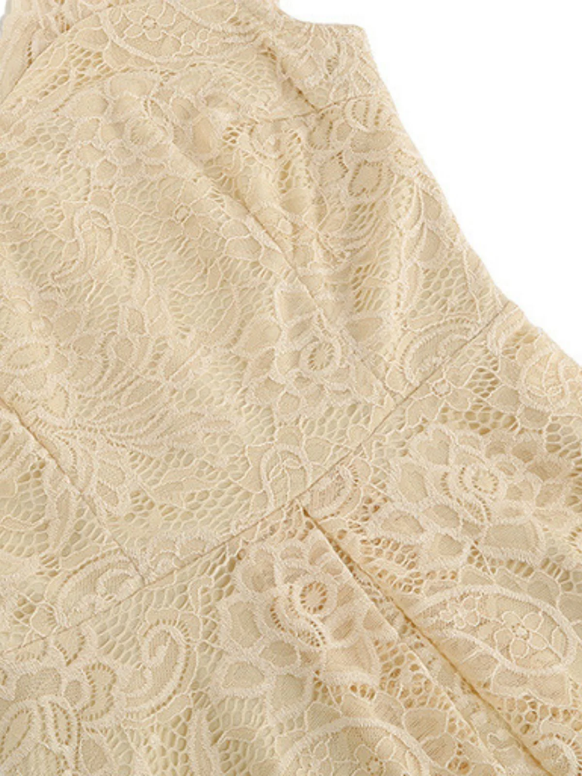 1950s Solid V-Neck Sleeveless Lace Dress - Image 15