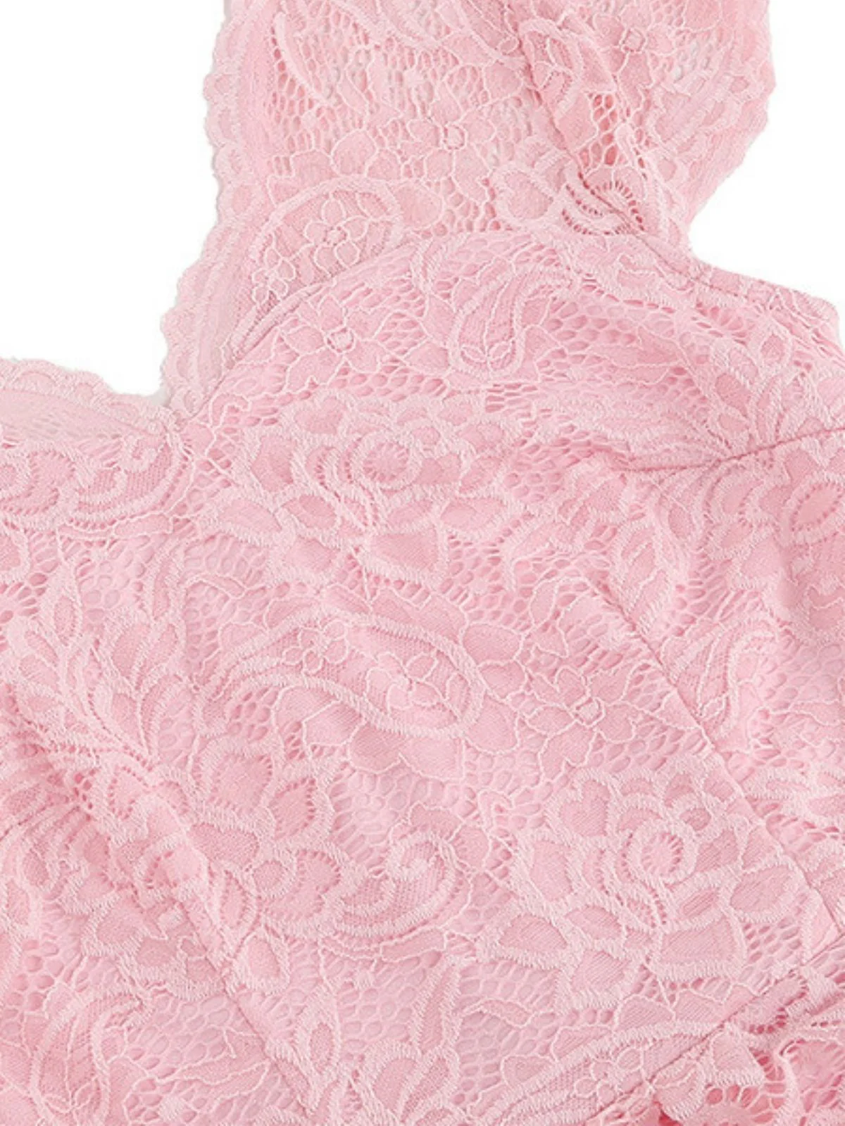 1950s Solid V-Neck Sleeveless Lace Dress - Image 4