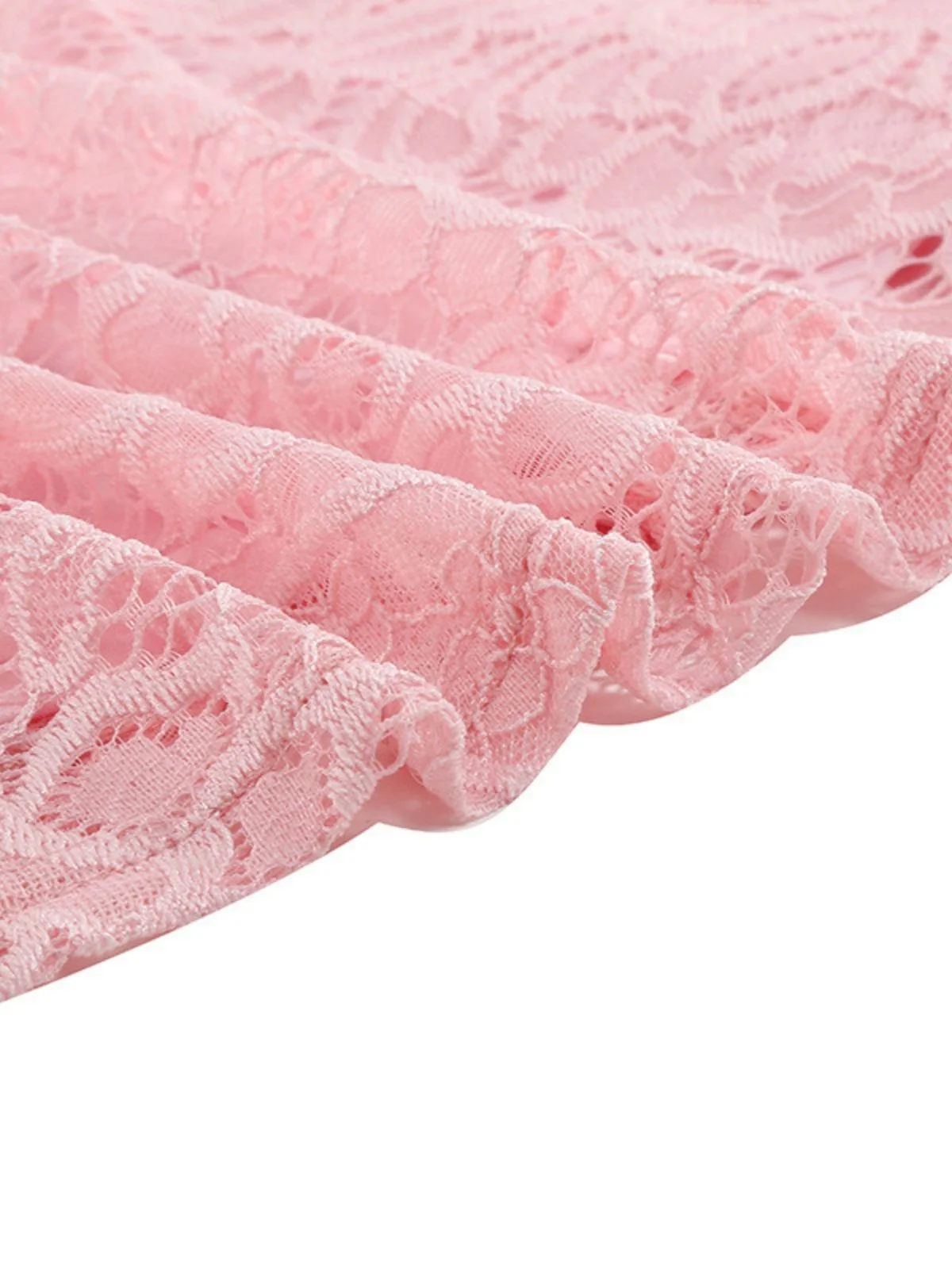 1950s Solid V-Neck Sleeveless Lace Dress - Image 5