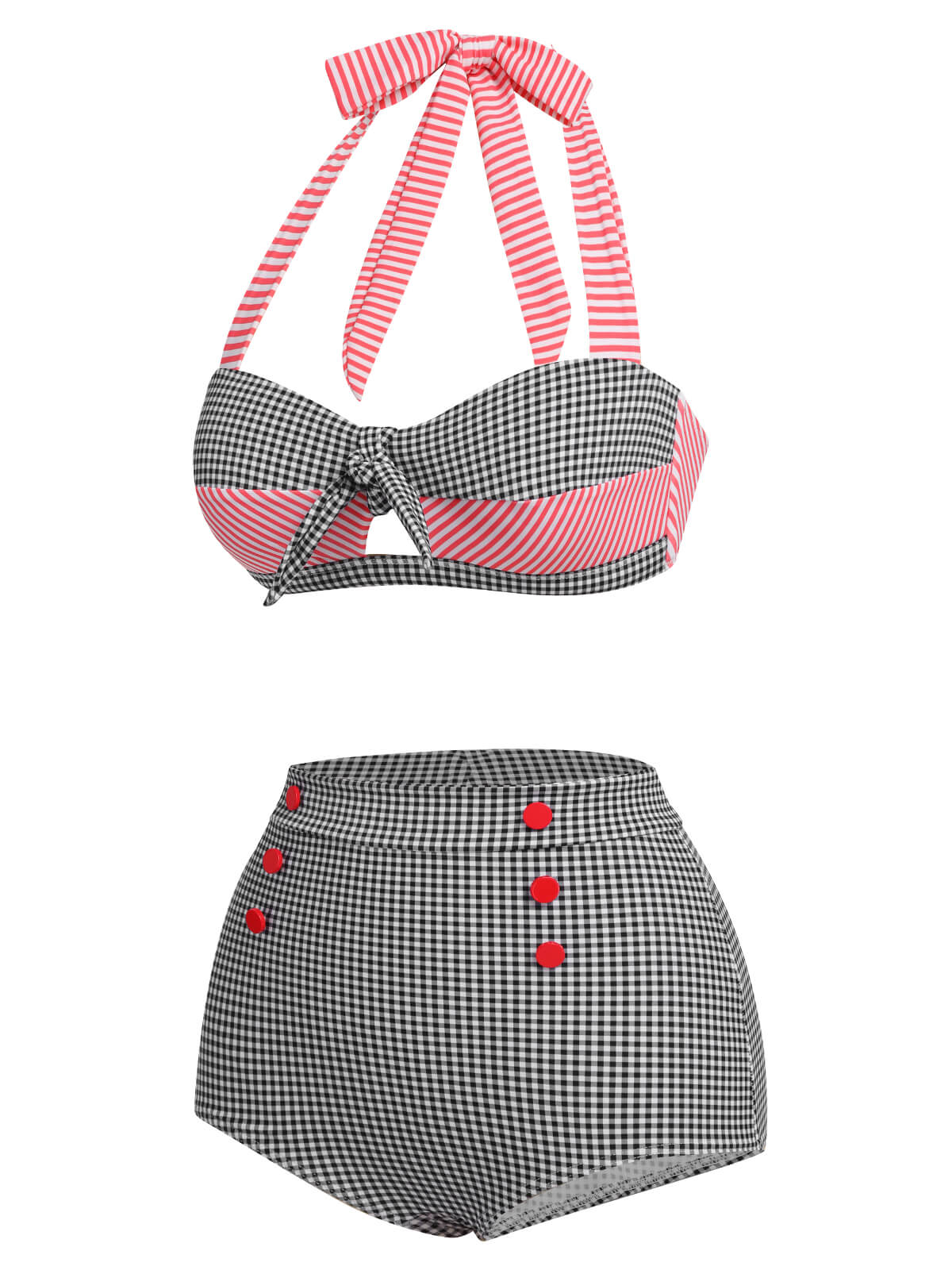 1950s Striped Patchwork Halter Swimsuit - Image 24