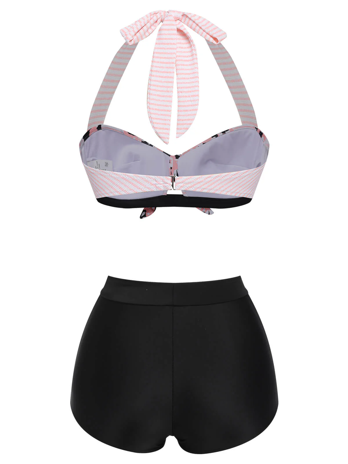 1950s Striped Patchwork Halter Swimsuit - Image 7