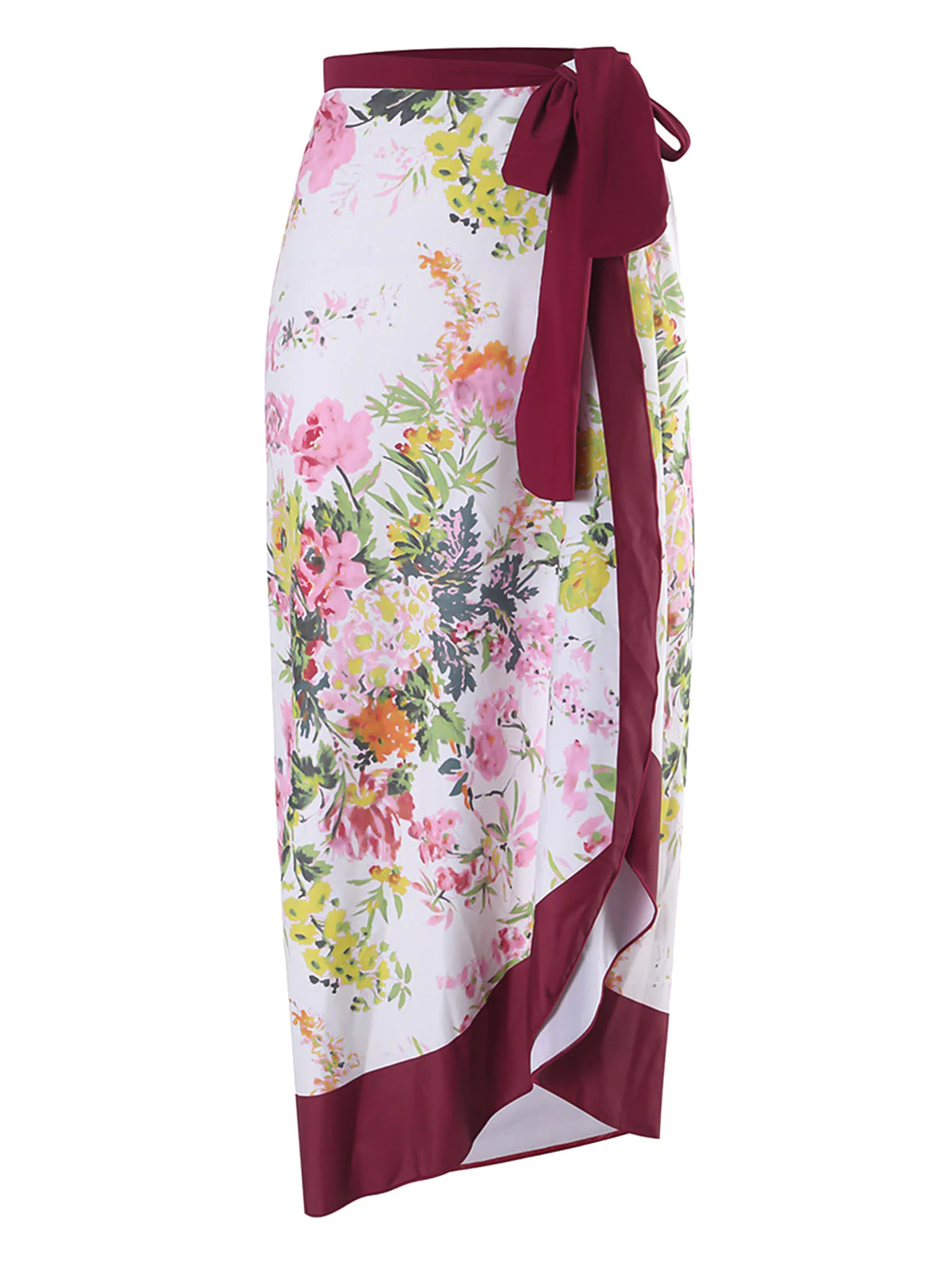 1950s V-Neck Flowers Lacing Swimsuit & Cover Up - Image 9