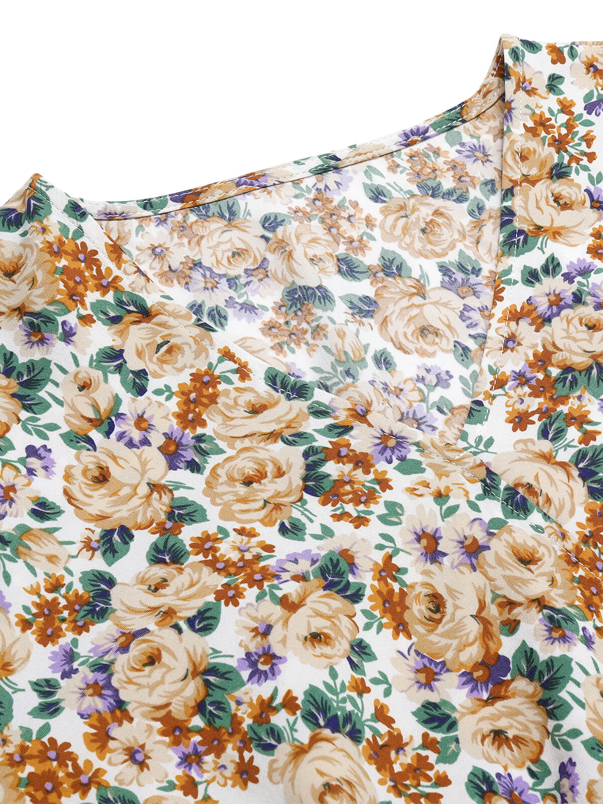 1960s Floral Flared Long Sleeve Dress With Belt - Image 5