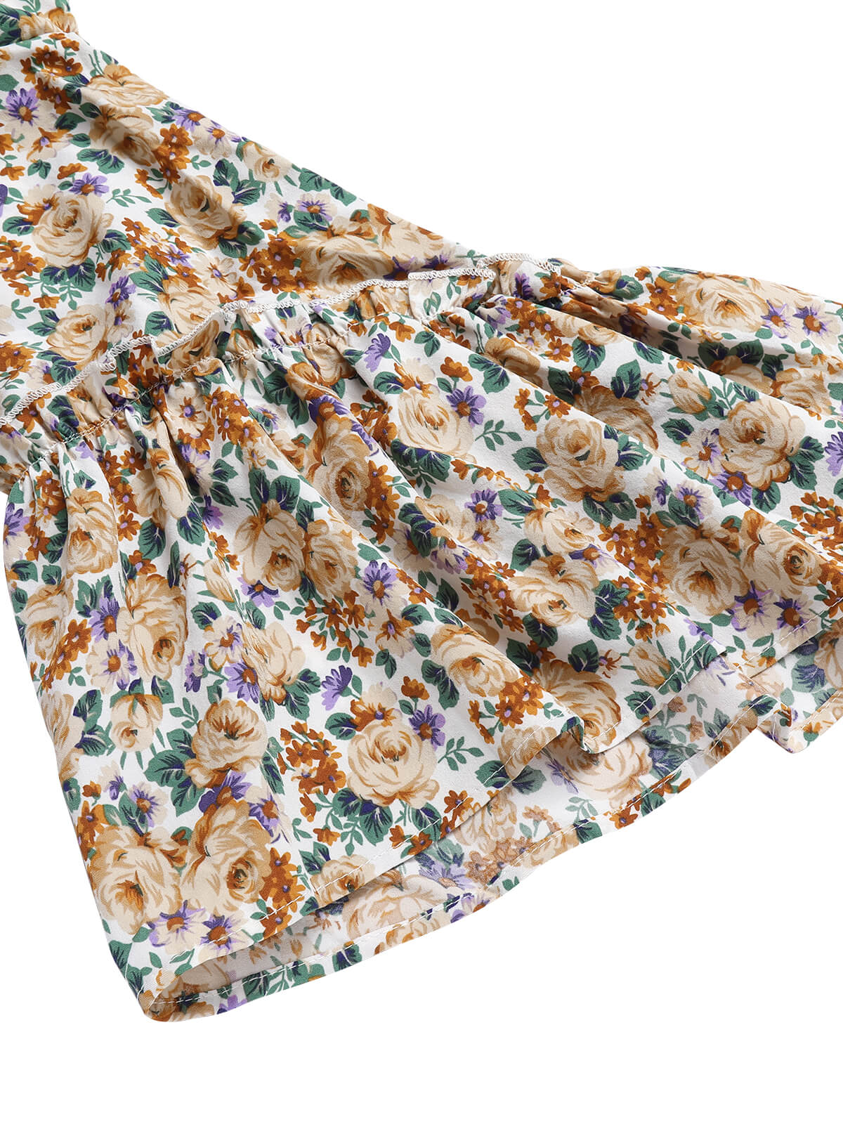 1960s Floral Flared Long Sleeve Dress With Belt - Image 6