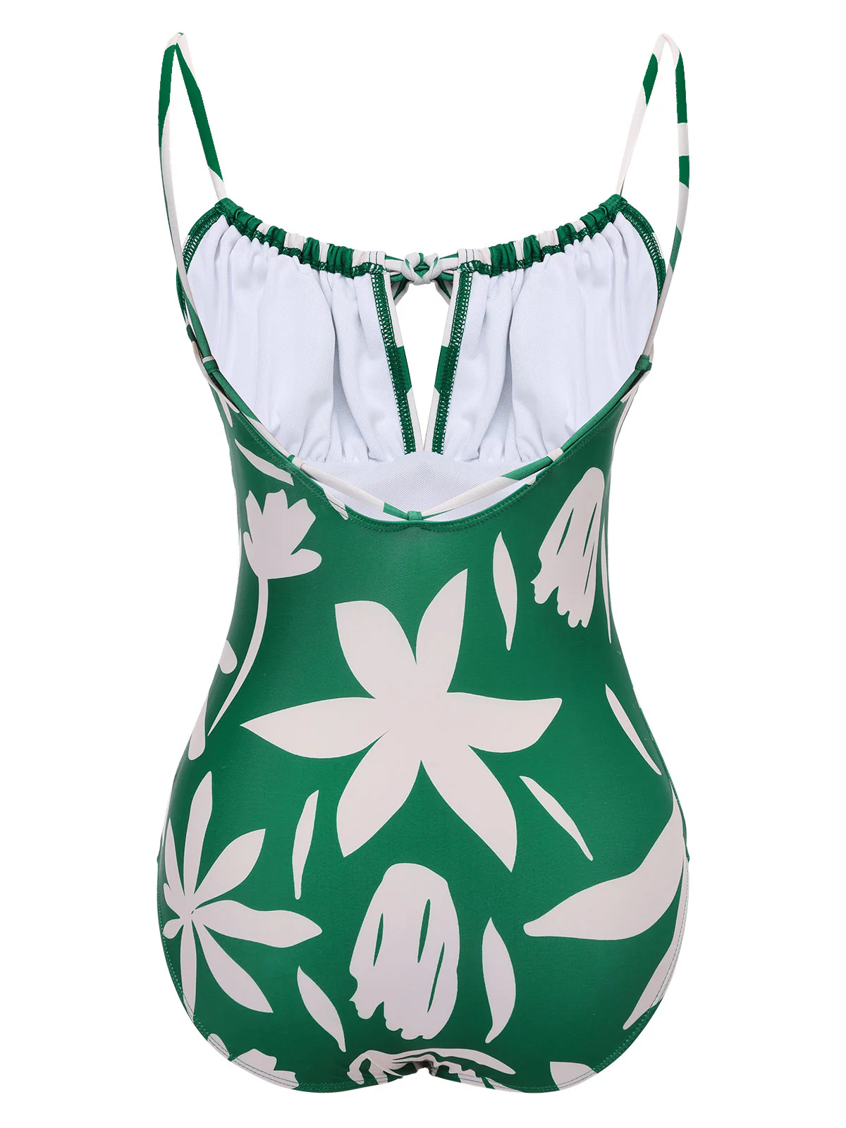 1960s Green Leaf Sleeveless Camisole Strap Swimsuit - Image 6