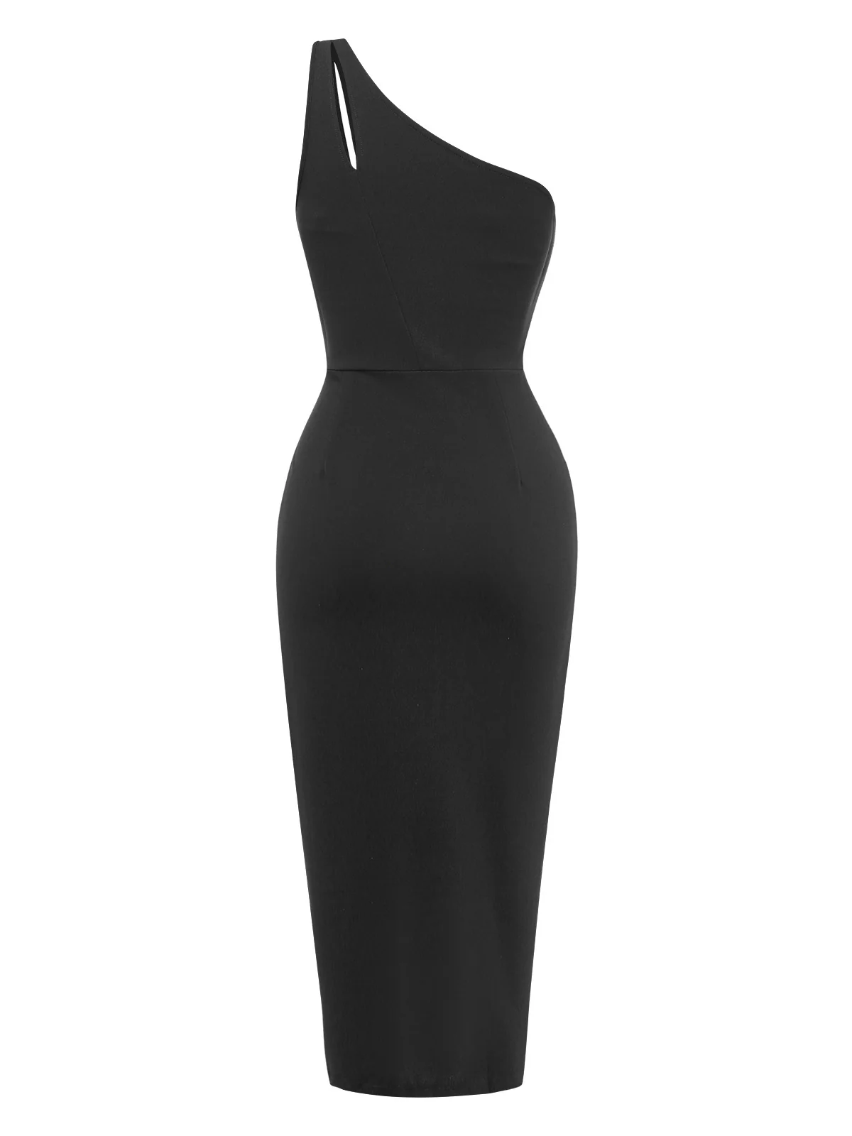 1960s Wrinkle One-Shoulder Surplice Knit Pencil Dress - Image 5